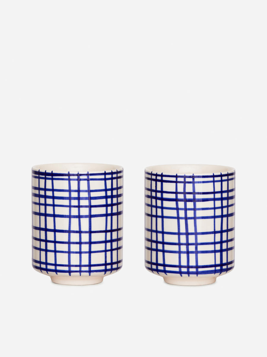 Stoneware Cups Set of 2-#758BAB-13997