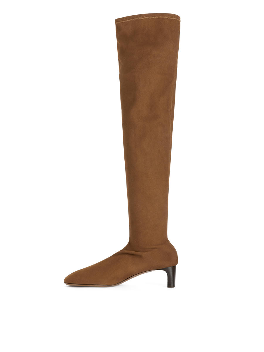 Suede Over Knee Boots-#68513C-7687