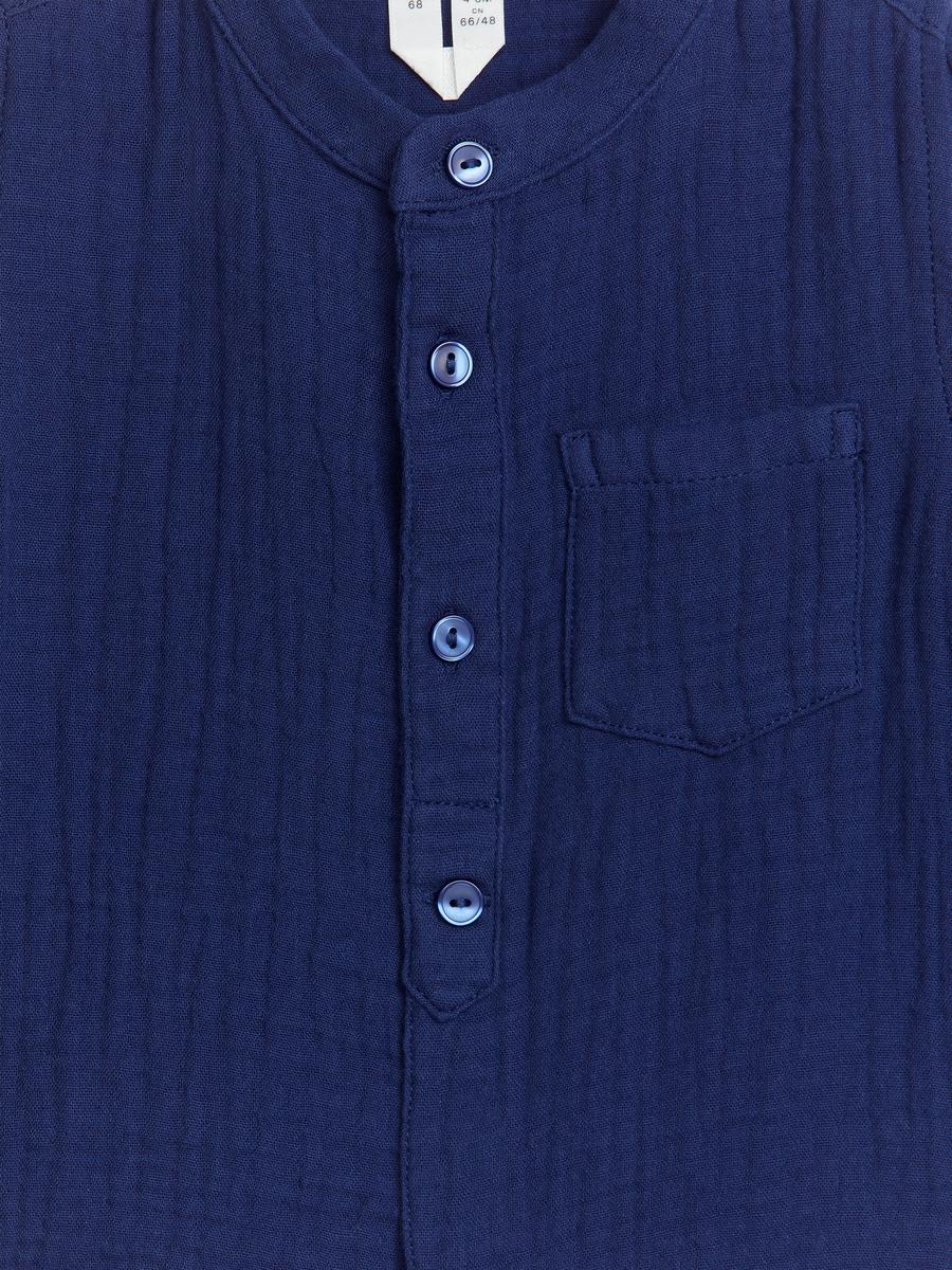 Cotton Muslin Shirt - Dark Blue - Loose fit - Children - 0956436004