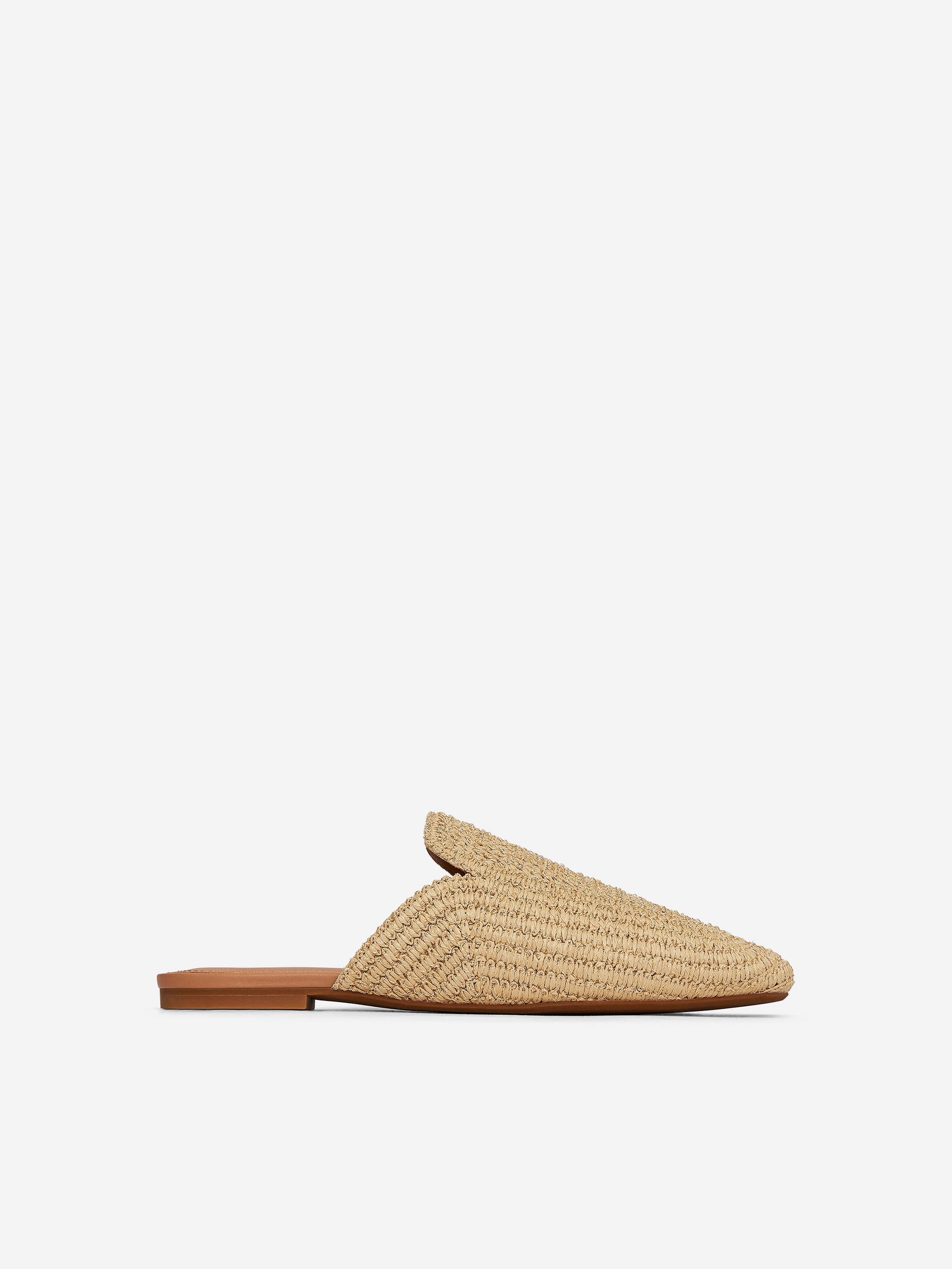 Flat Straw Mules-#DCD6C7-15373