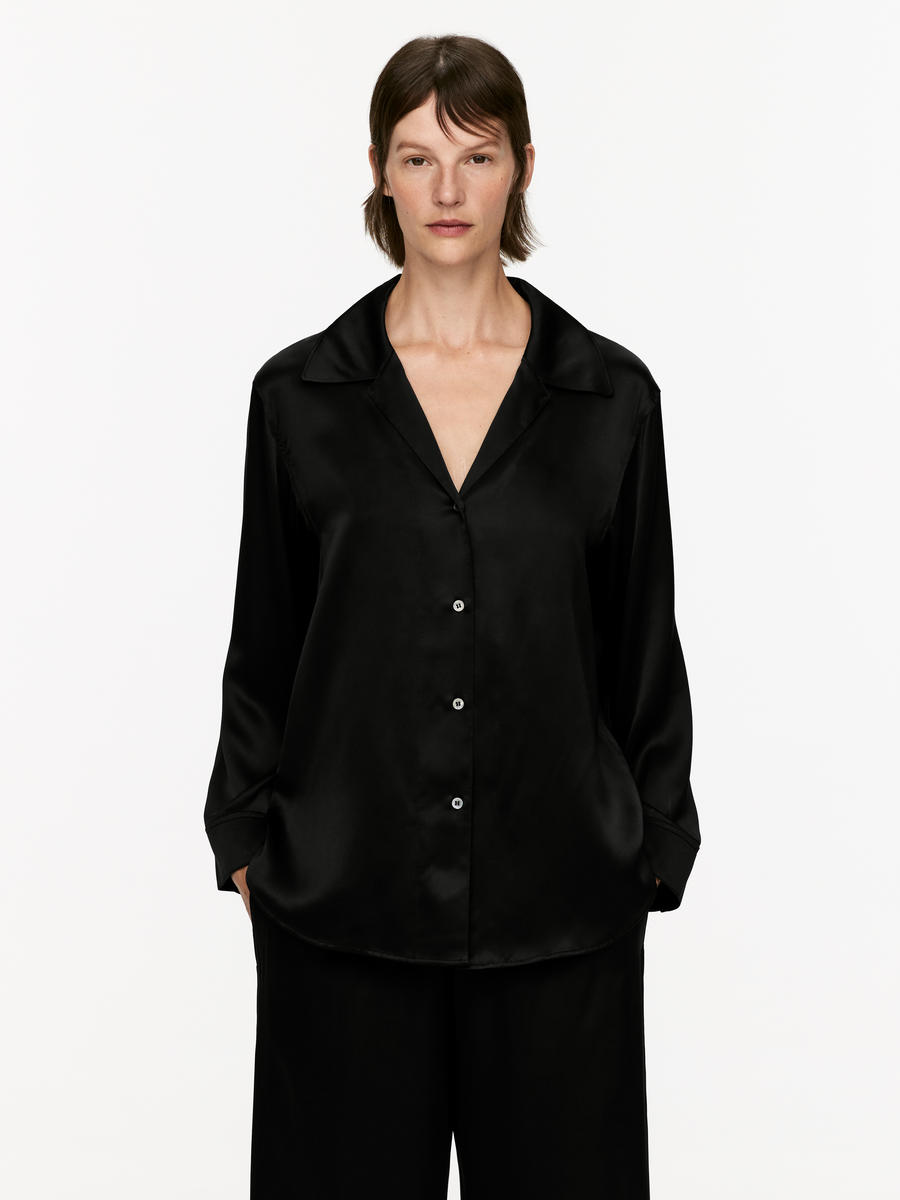 Relaxed Silk Shirt - Black - Relaxed fit - Women - 1195378002