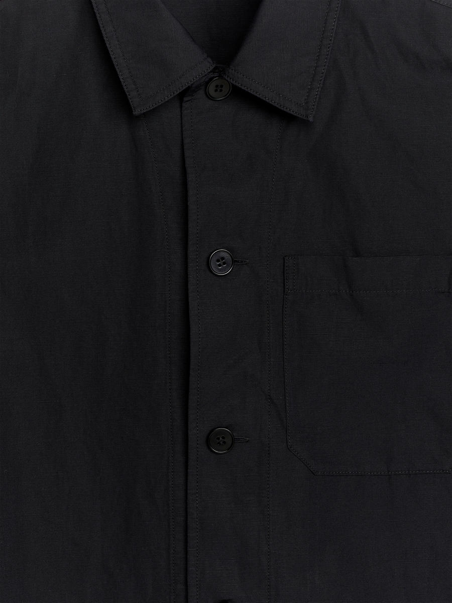 Cotton Linen Overshirt - Black - Relaxed fit - Men - 1224338003