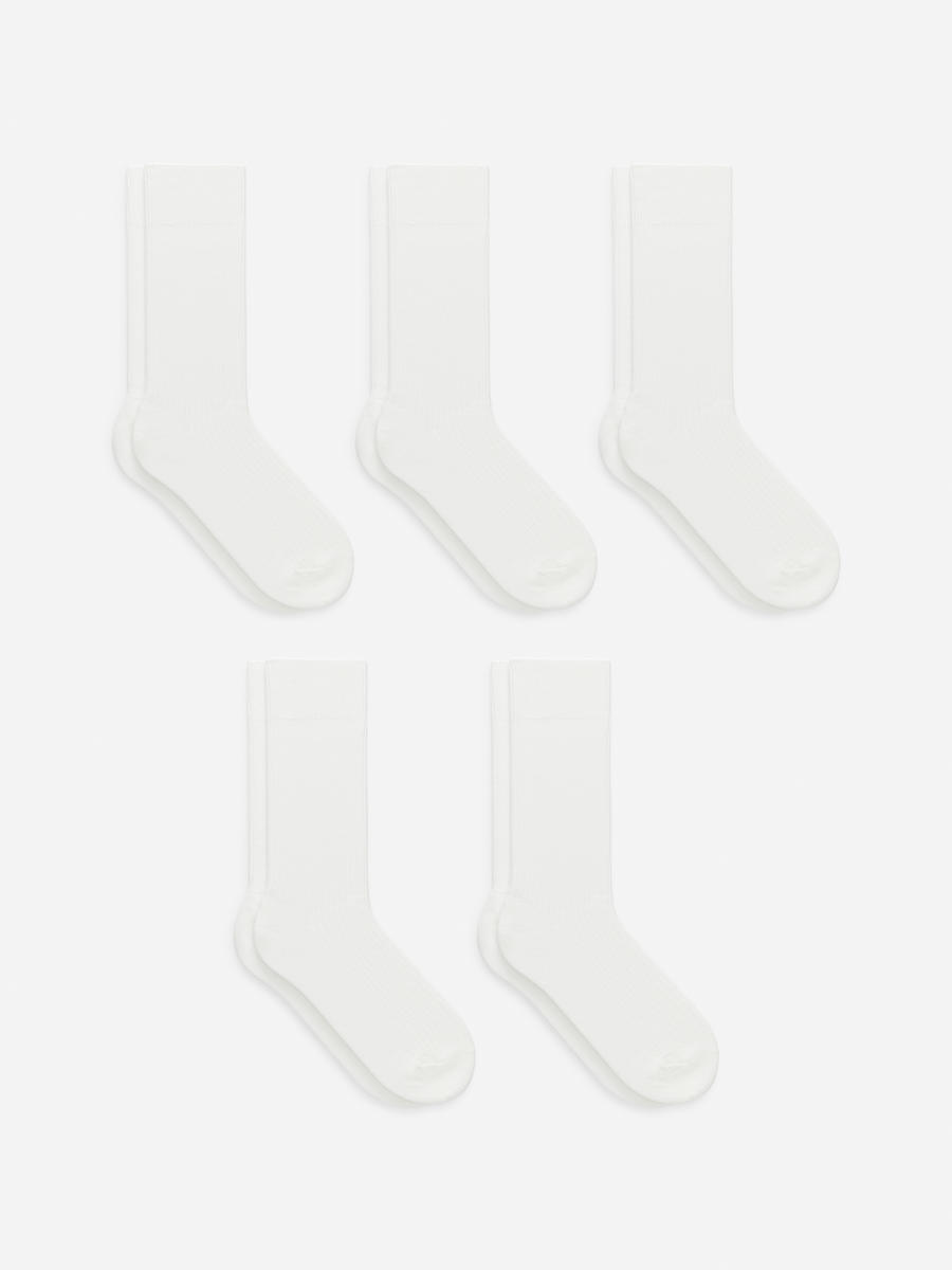 Supima Cotton Rib Socks 5 Pairs-#EFEFDF-1551