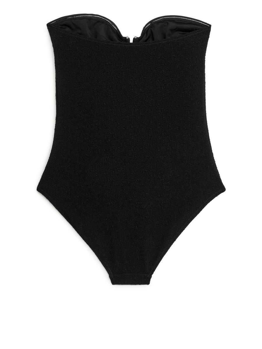 Textured Bandeau Swimsuit - Black - Women - 1044510001