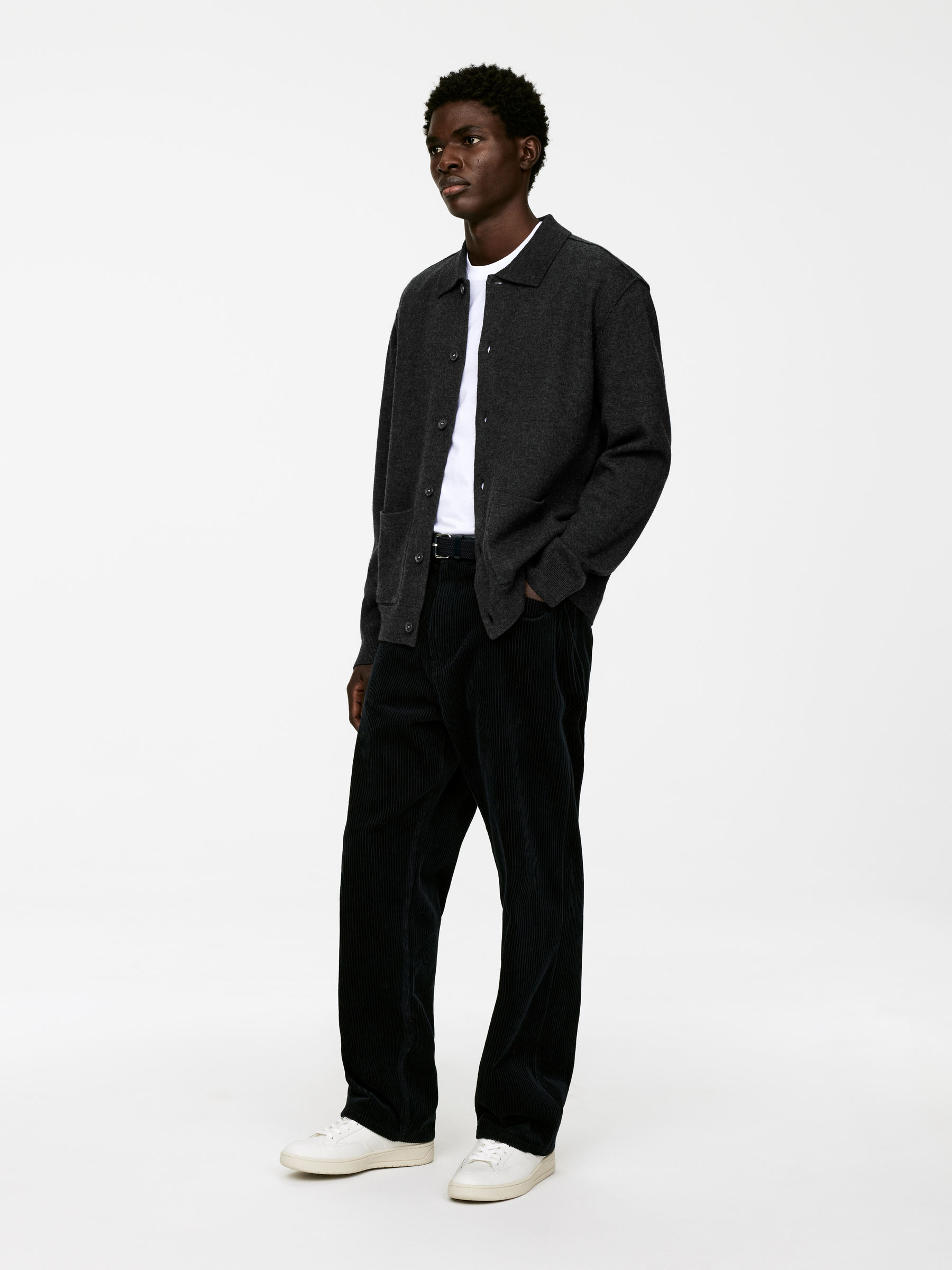 Boiled Wool Cardigan - Dark Grey - Regular fit - Men - StillMedia/Lookbook - 3