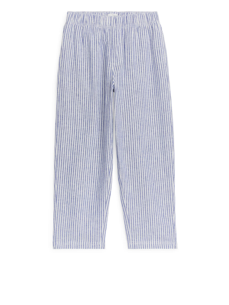 Relaxed Linen Trousers-#3B4EA3-3967