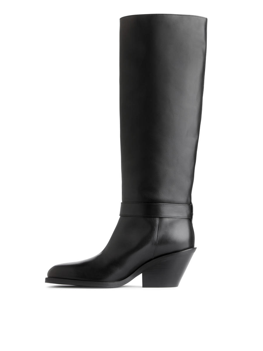 Knee-High Leather Boots-#272628-5715