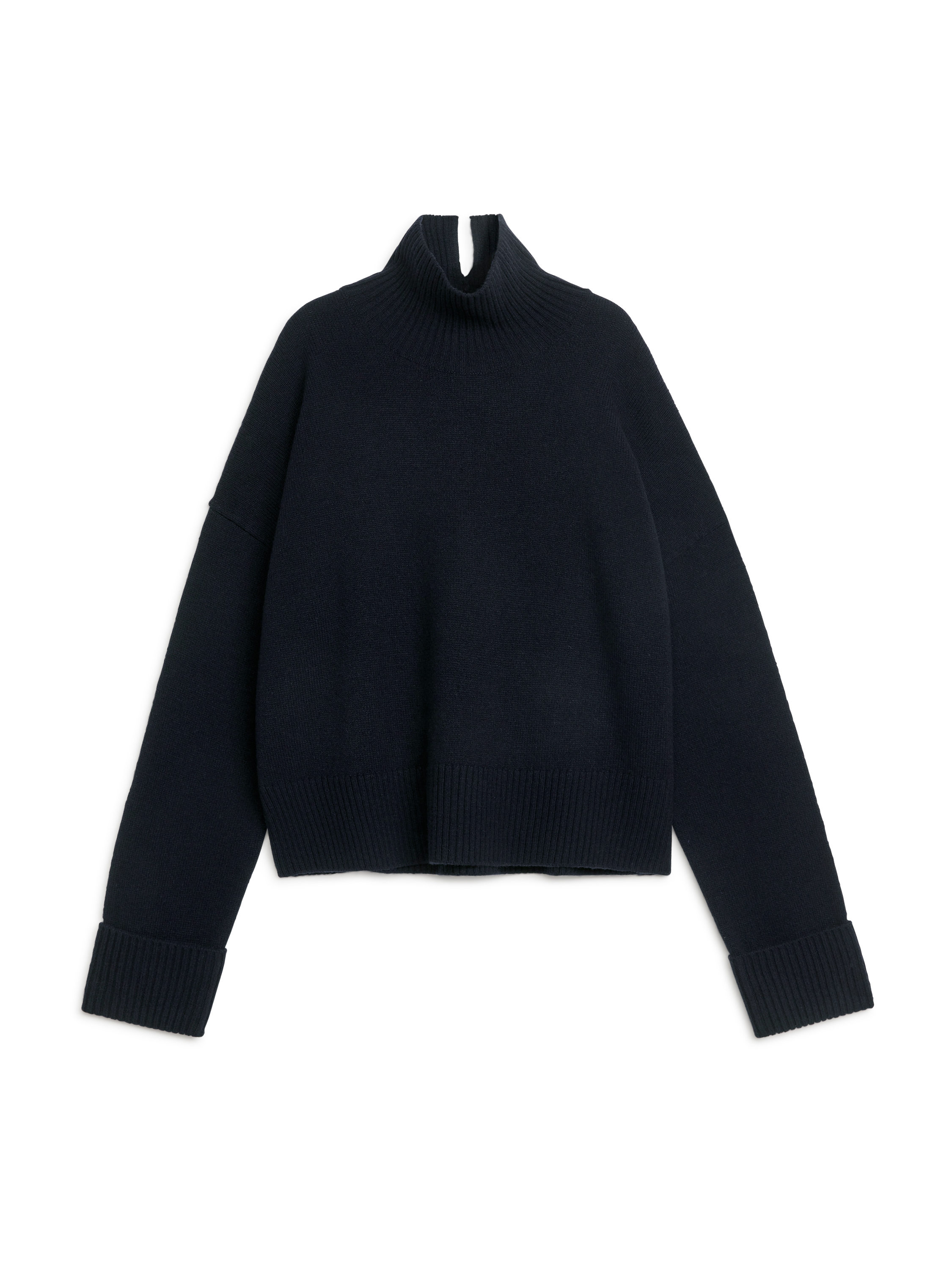 High-Neck Wool Jumper – Dark Blue – Women – ARKET DK