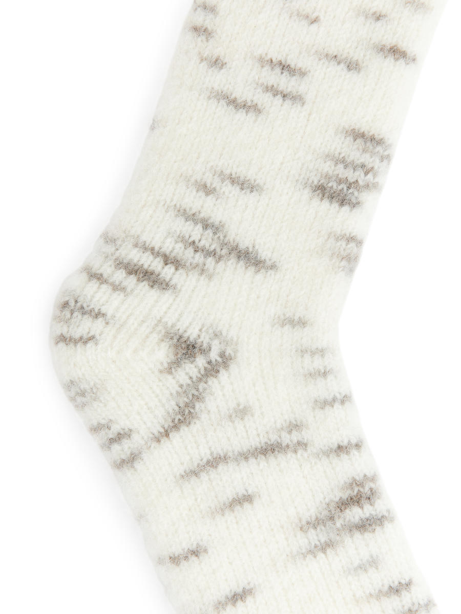 Space-Dyed Chunky Socks - White/Black - Women - 1198644001