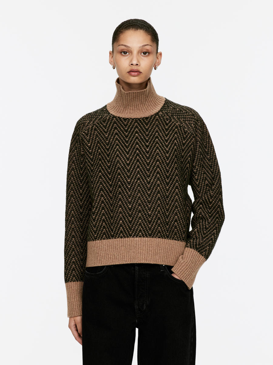 Jaquard-Knit Wool Jumper-#83786B-13191