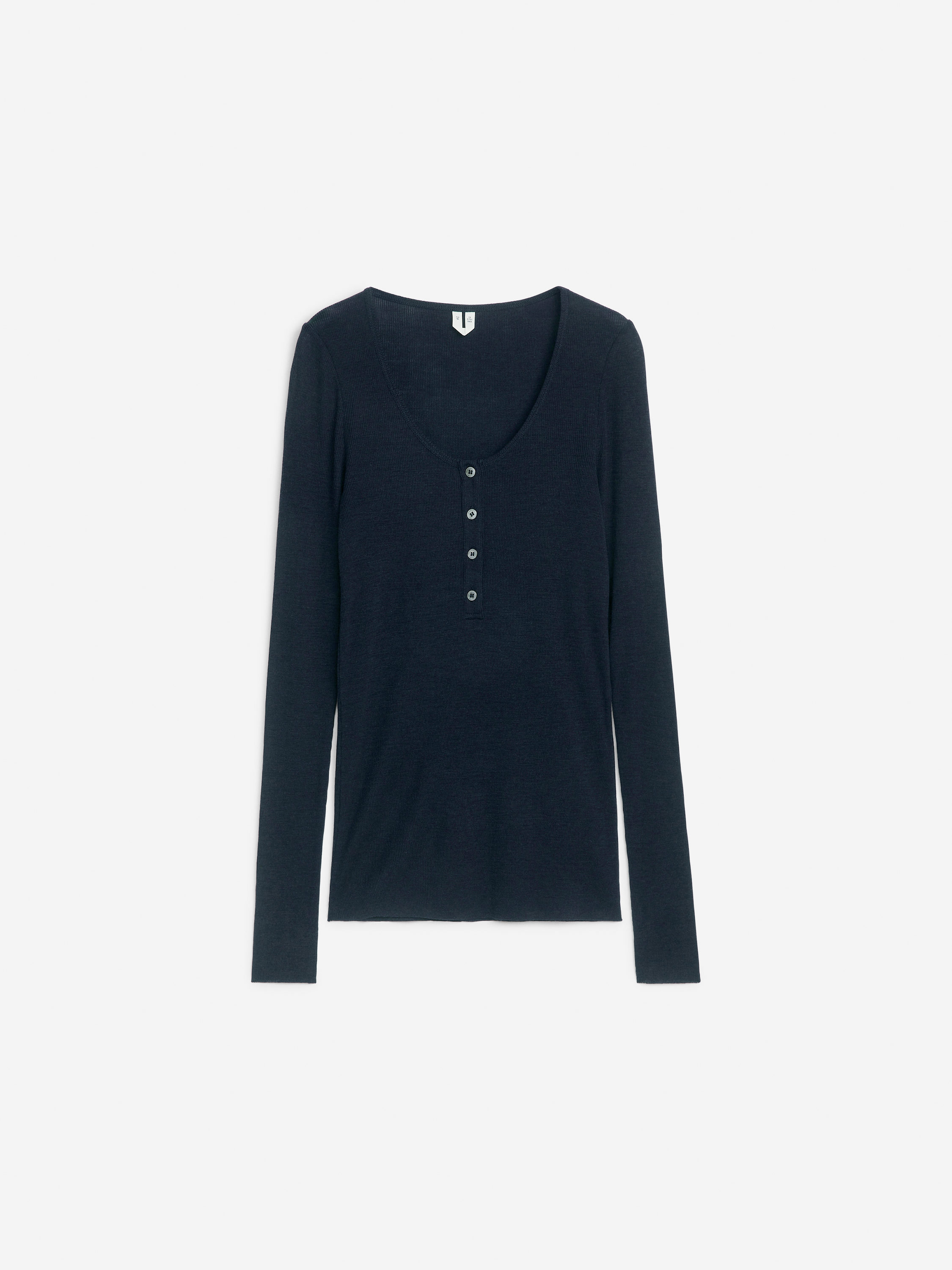 Wool Jersey Henley Top – Dark Blue – Women – ARKET DK