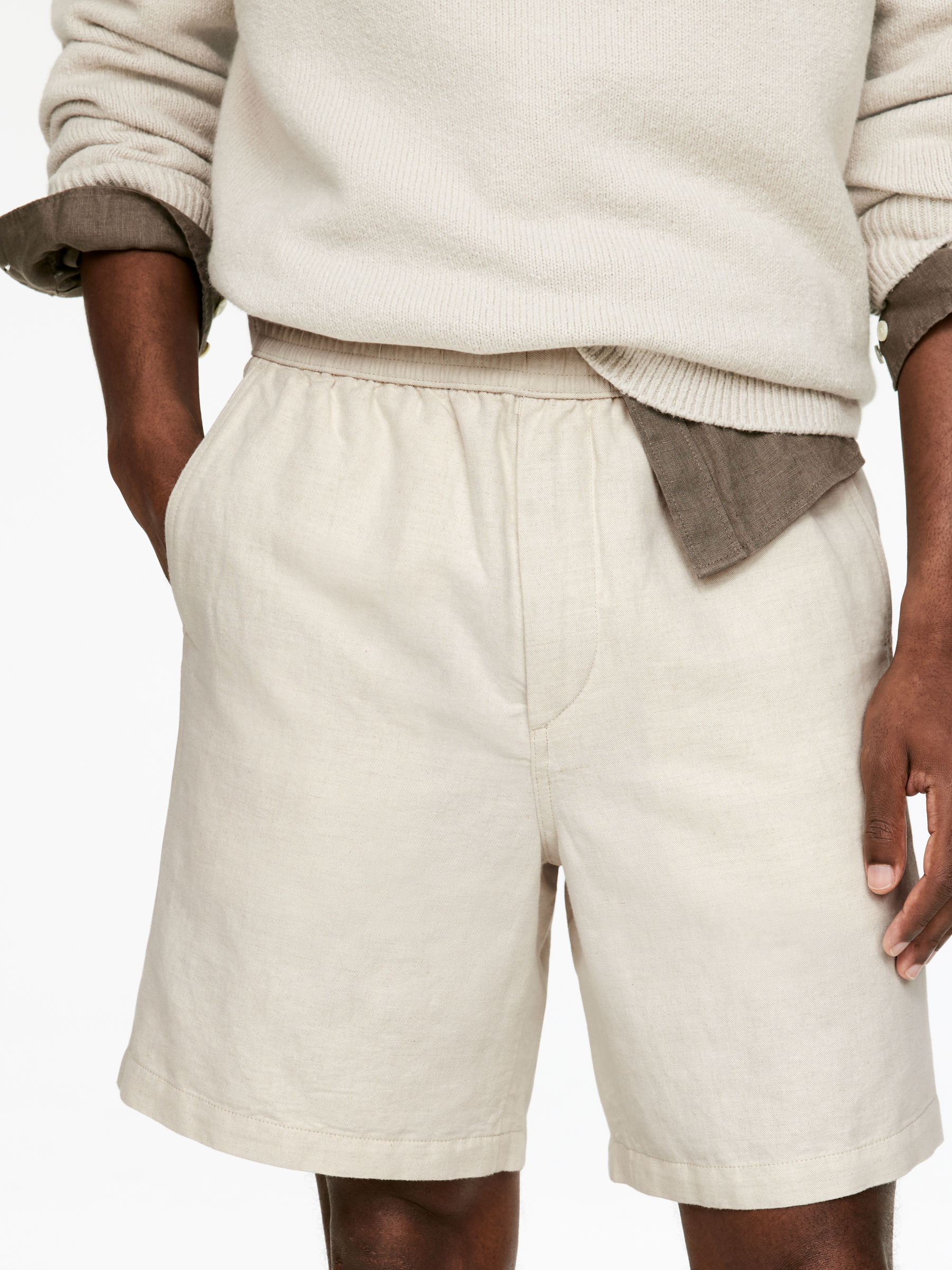 Cotton-Linen Drawstring Shorts - Light Beige - Loose fit - Men - StillMedia/Lookbook - 20