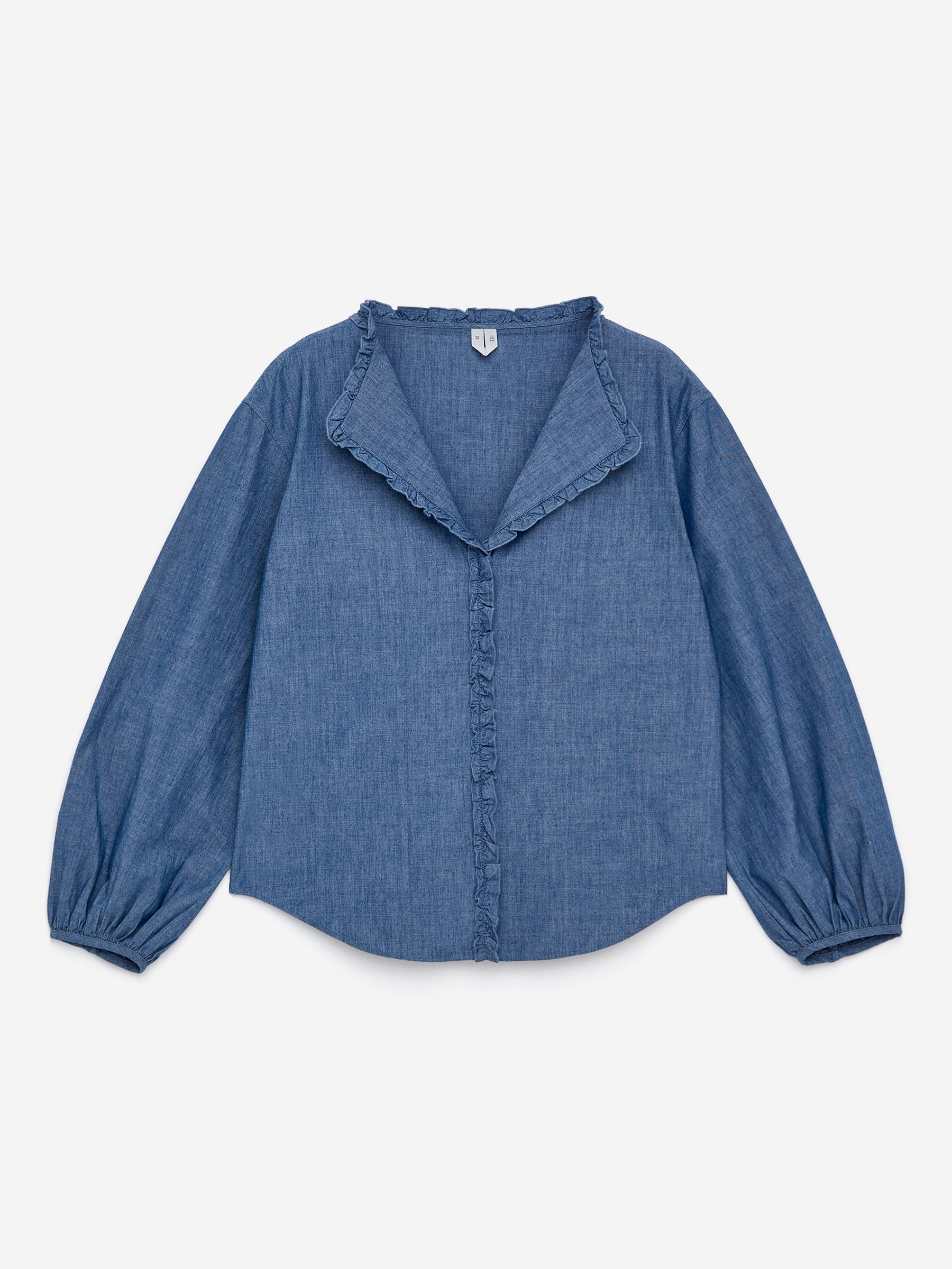 Chemisier à volants-Bleu-16006