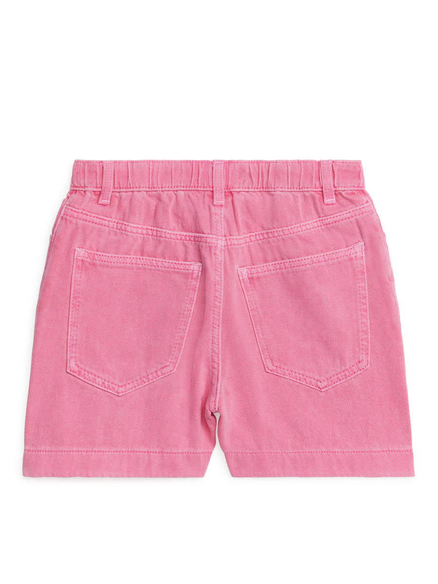 Washed Denim Bermuda Shorts-#DB87B0-4440