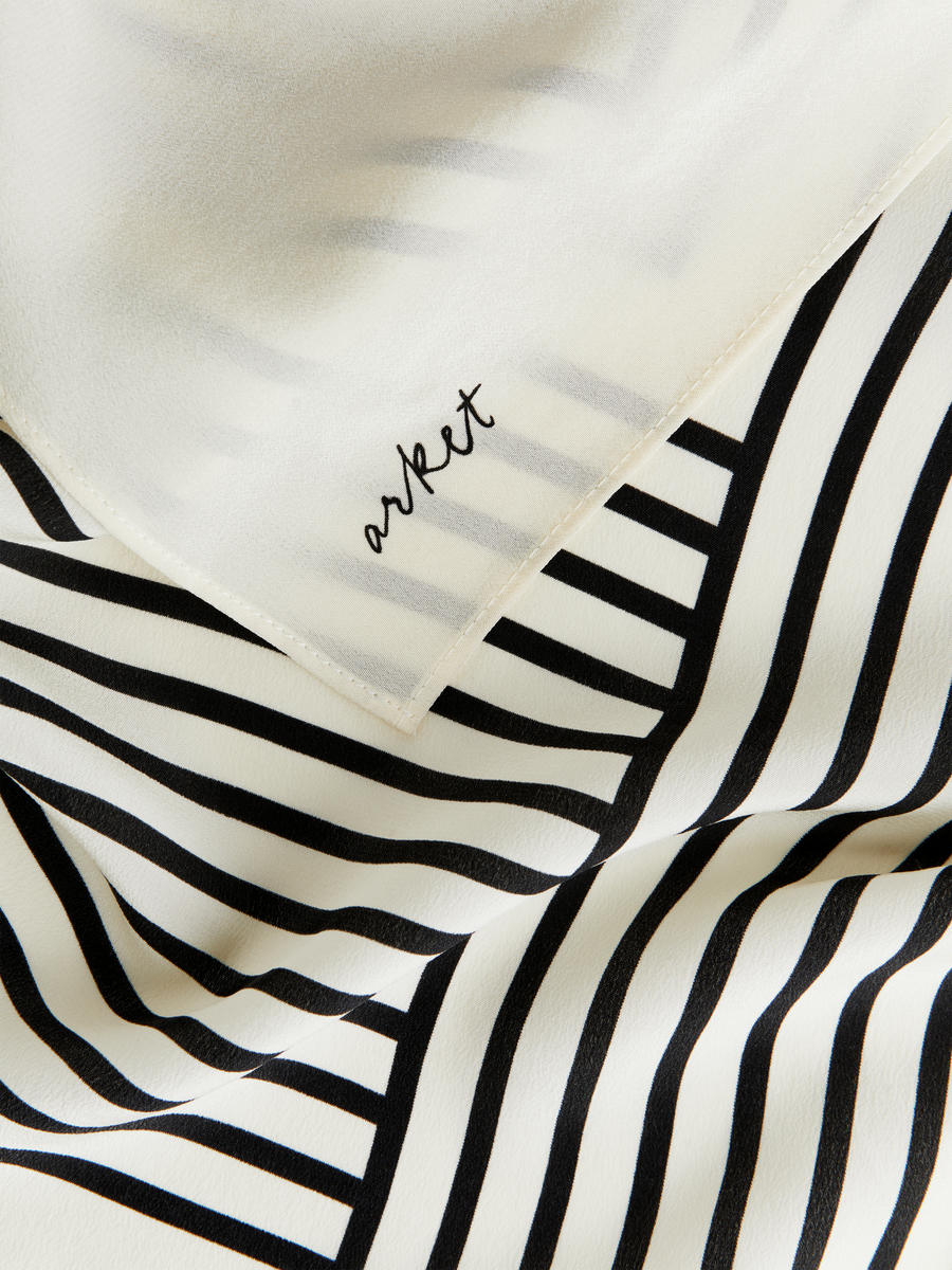 Printed Silk Scarf - White/Black - Women - 1117667008