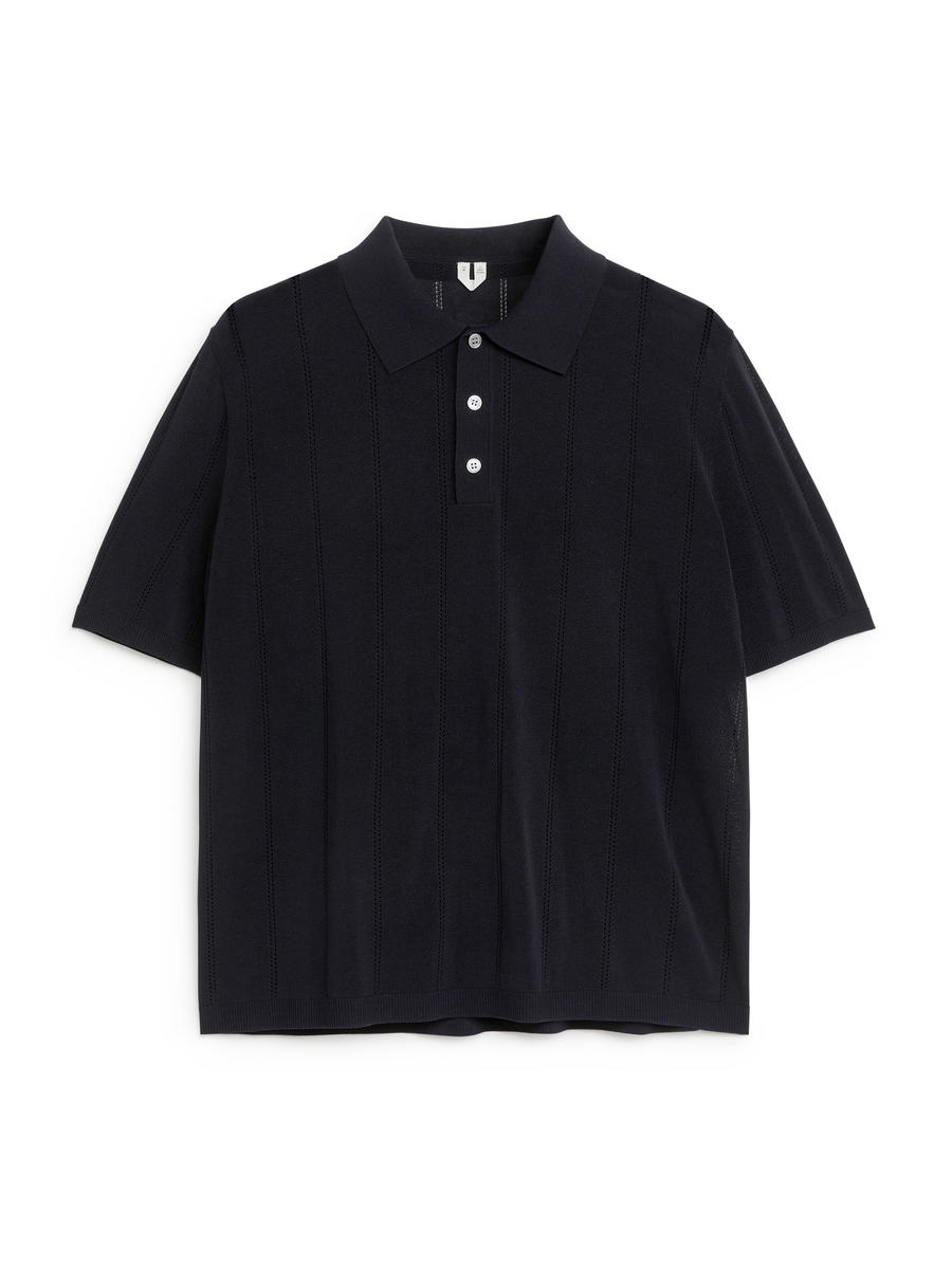 Pointelle-Knit Polo Shirt-#282731-7625