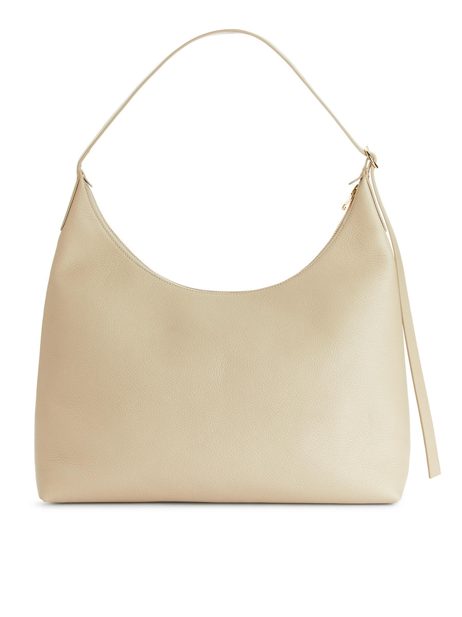 Leather Shoulder Bag - Beige - Women - 1222179001