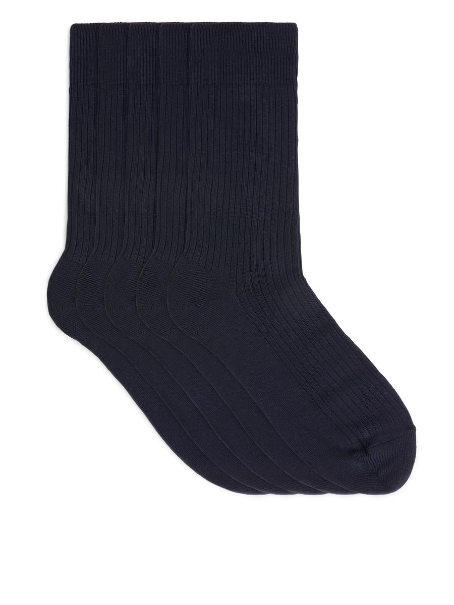 Gerippte Socken aus Supima-Baumwolle, 5er-Pack-#4C5164-1552