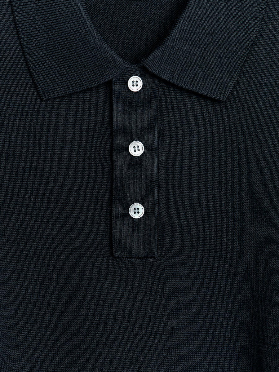 Long-Sleeved Merino Polo Shirt-#2F3237-3948