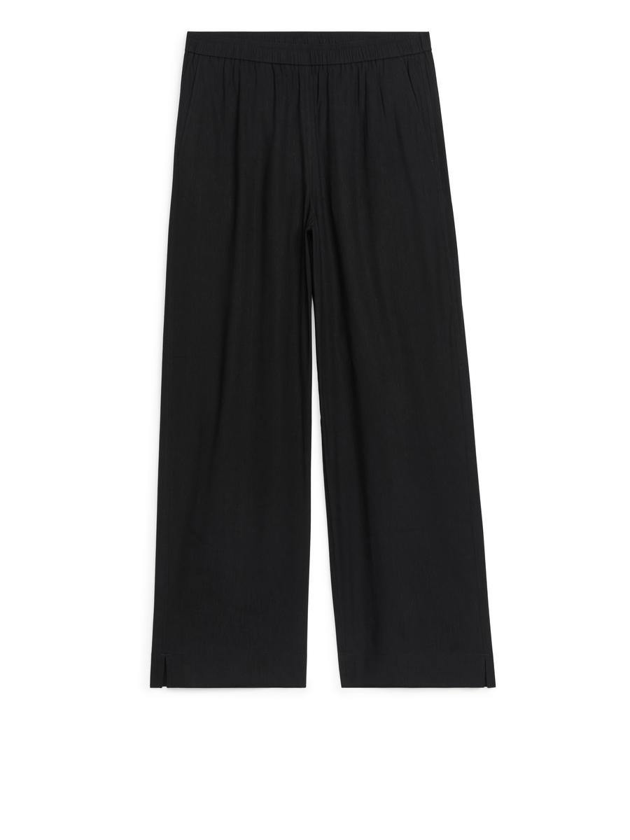 Linen-Blend Trousers - Black - Relaxed fit - Women - 1227841001