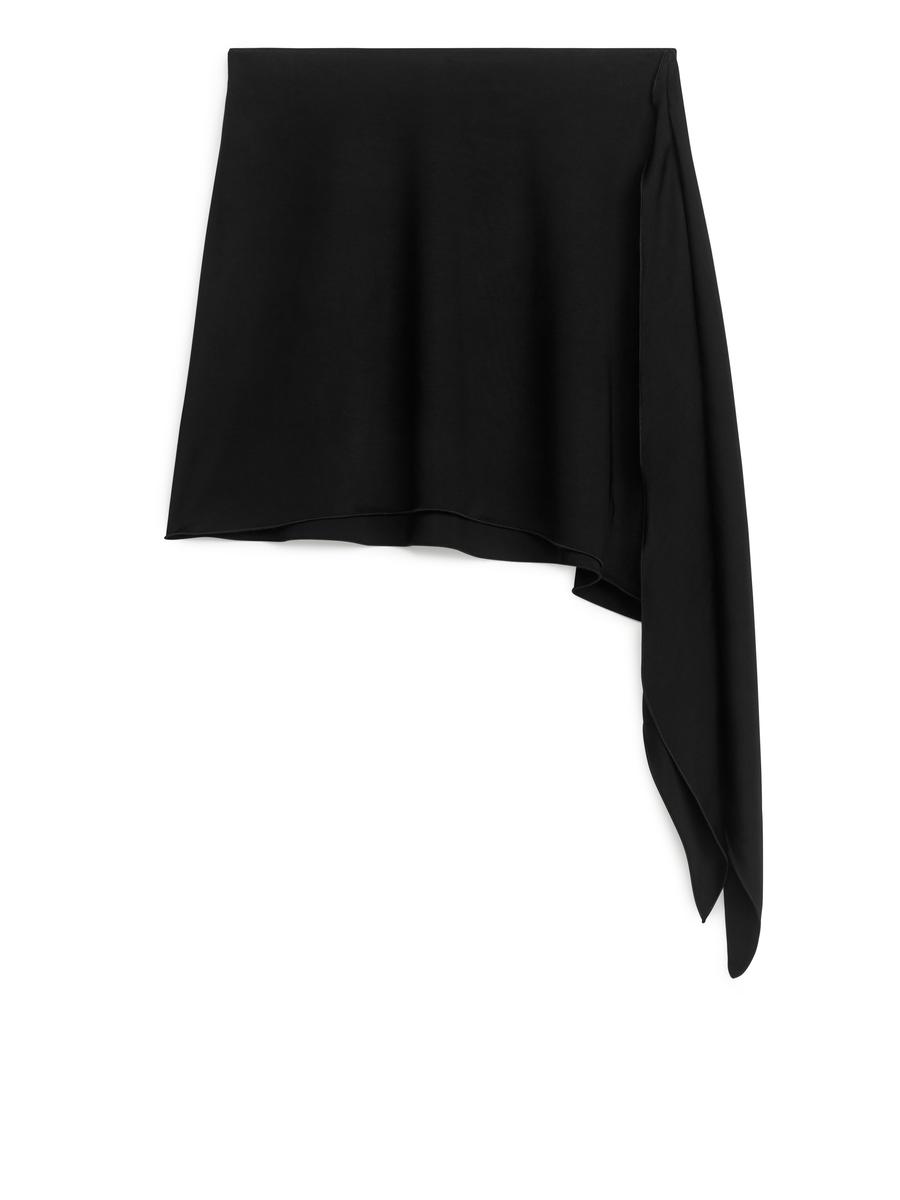 Asymmetric Jersey Mini Skirt-#272628-4443