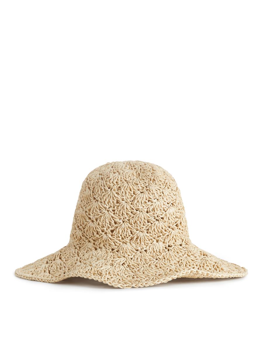 Crochet Straw Hat-#D0C2AA-2614