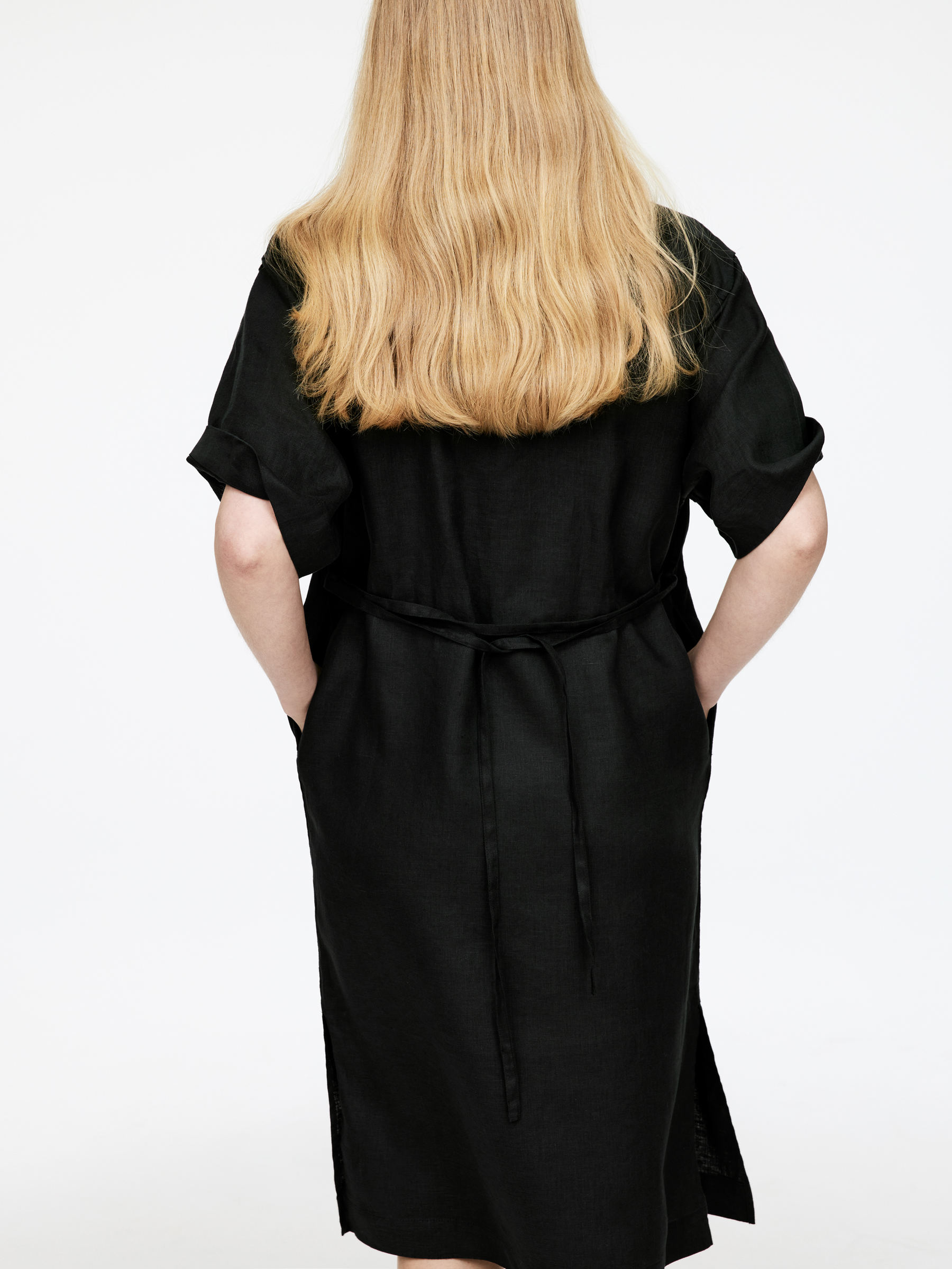Linen Shirt Dress - Black - Regular fit - Women - StillMedia/Lookbook - 4