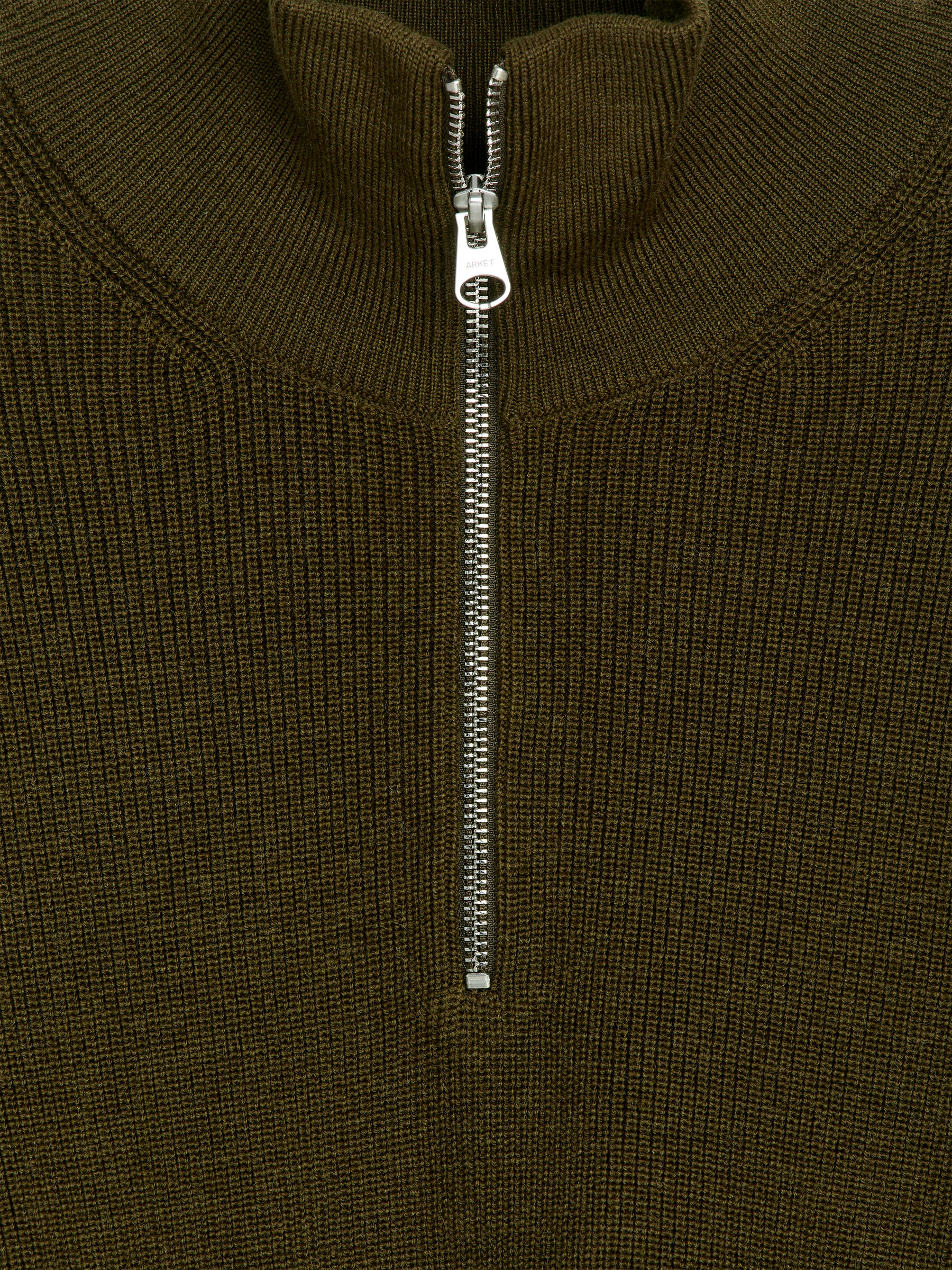 Wool & Cotton Half Zip Jumper - Dark Green - Regular fit - Men - 0687336016