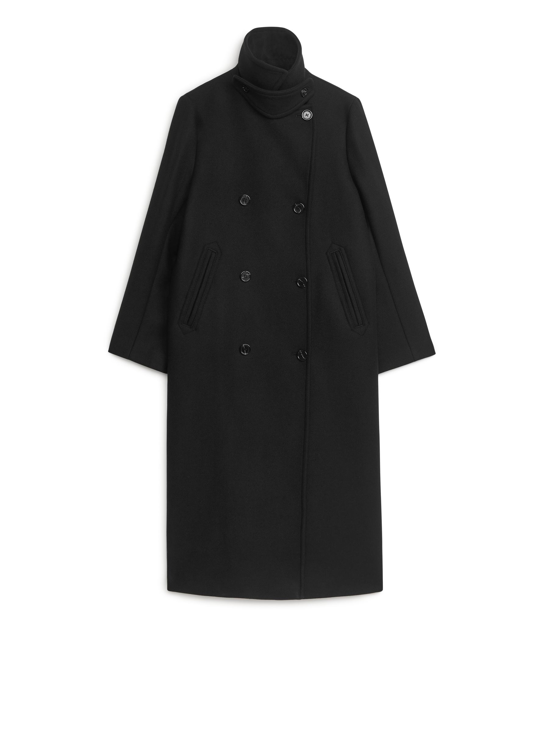 Double-Breasted Wool Coat - Black - Regular fit - Women - StillMedia/DescriptiveStillLife - 12