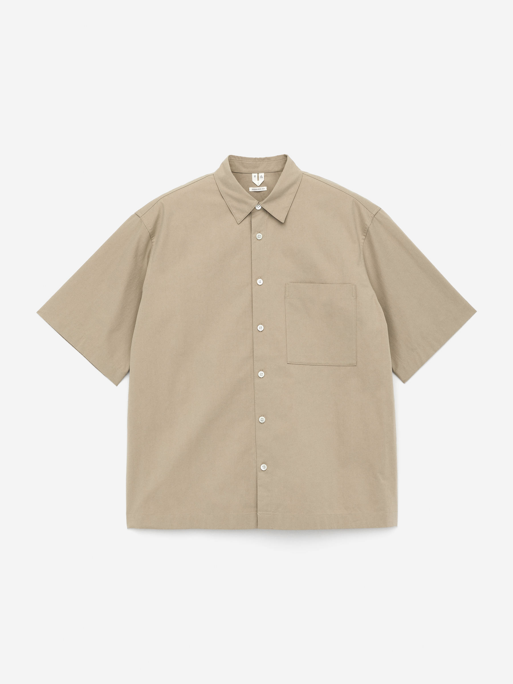 Oversized Poplin Shirt-#A49B8B-15591