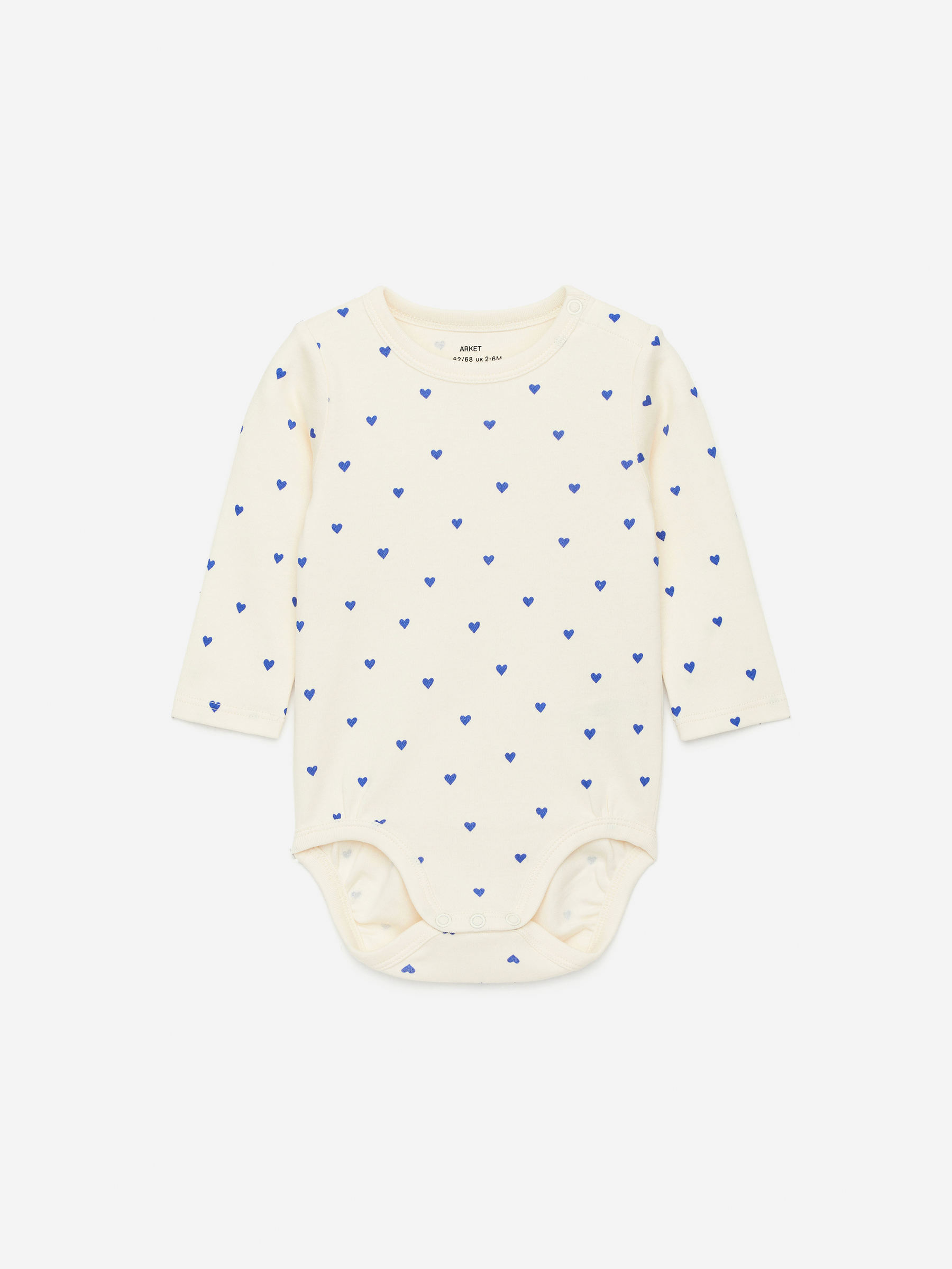 Langarmbody - Cremeweiß/Herzen in Blau - Regular Fit - Kinder - StillMedia/DescriptiveStillLife - 1