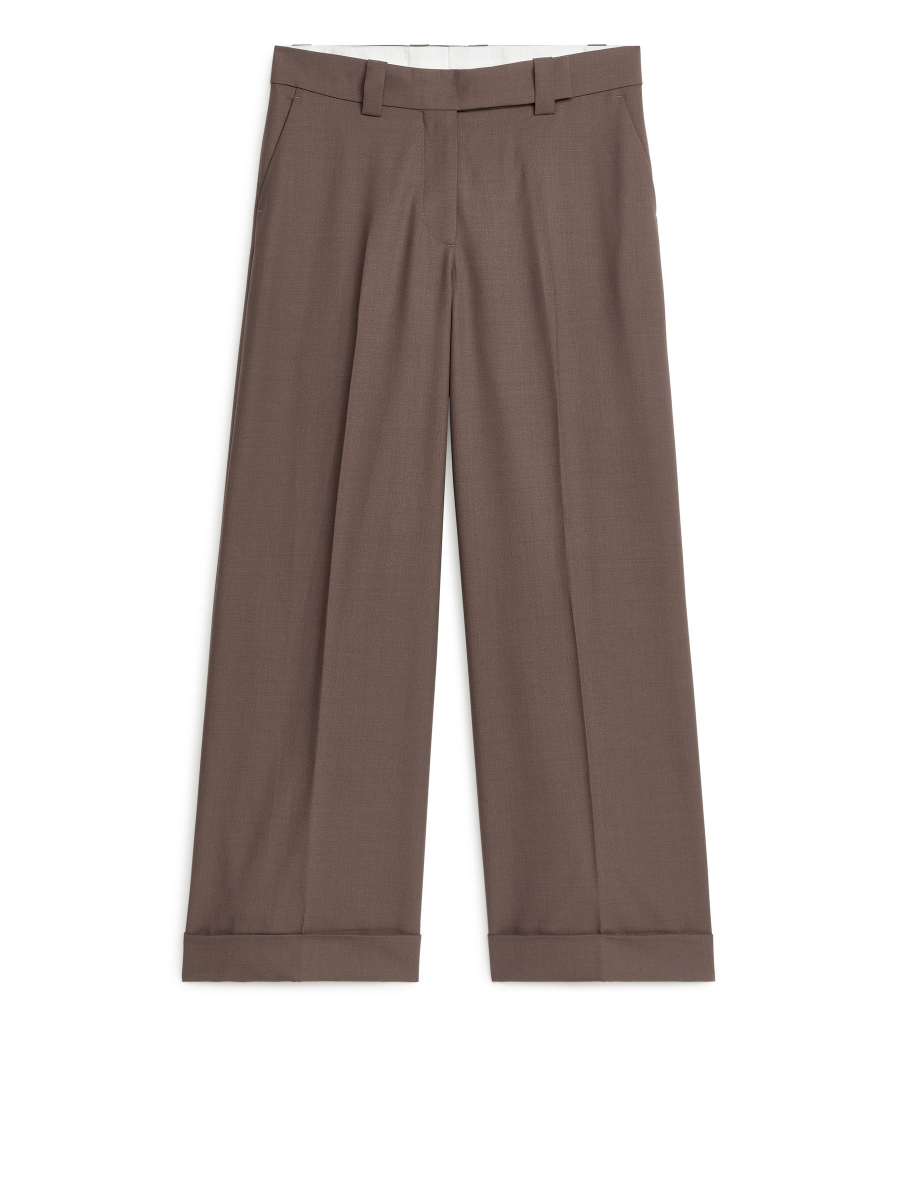 Turn Up Wool Trousers - Brown - Loose fit - Women - StillMedia/DescriptiveStillLife - 1