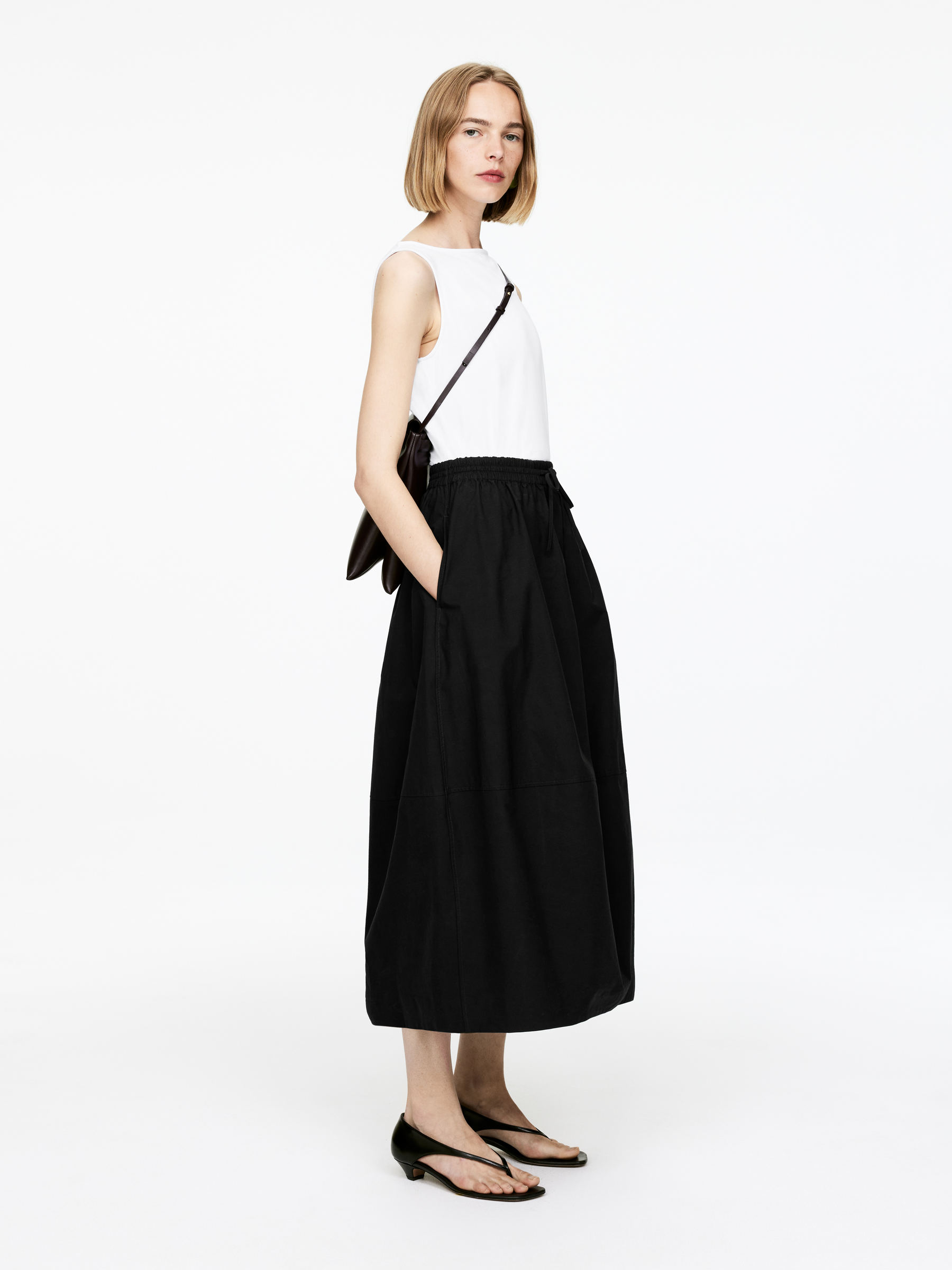 Cotton Midi Skirt - Black - Regular fit - Women - StillMedia/Lookbook - 6