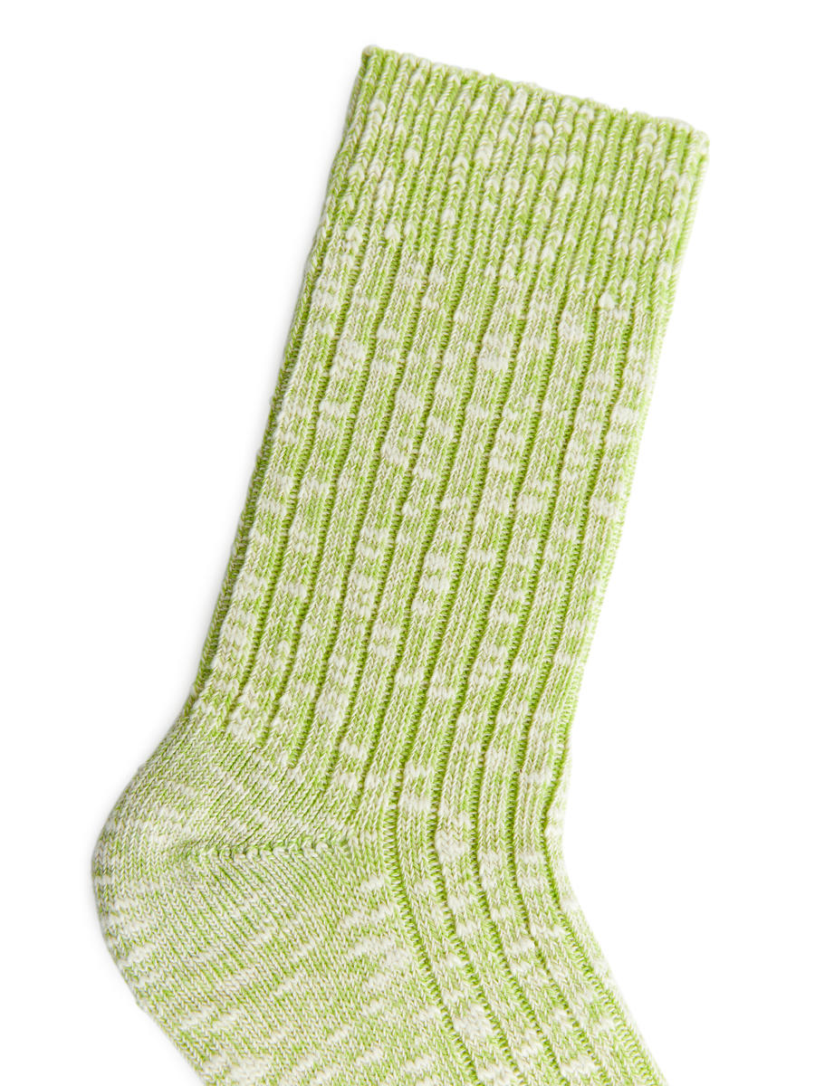 Grobe Stricksocken - Limettengrün meliert - Women - 1007732009