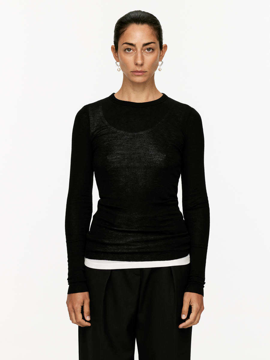 Long-Sleeved Merino Top-#272628-10139