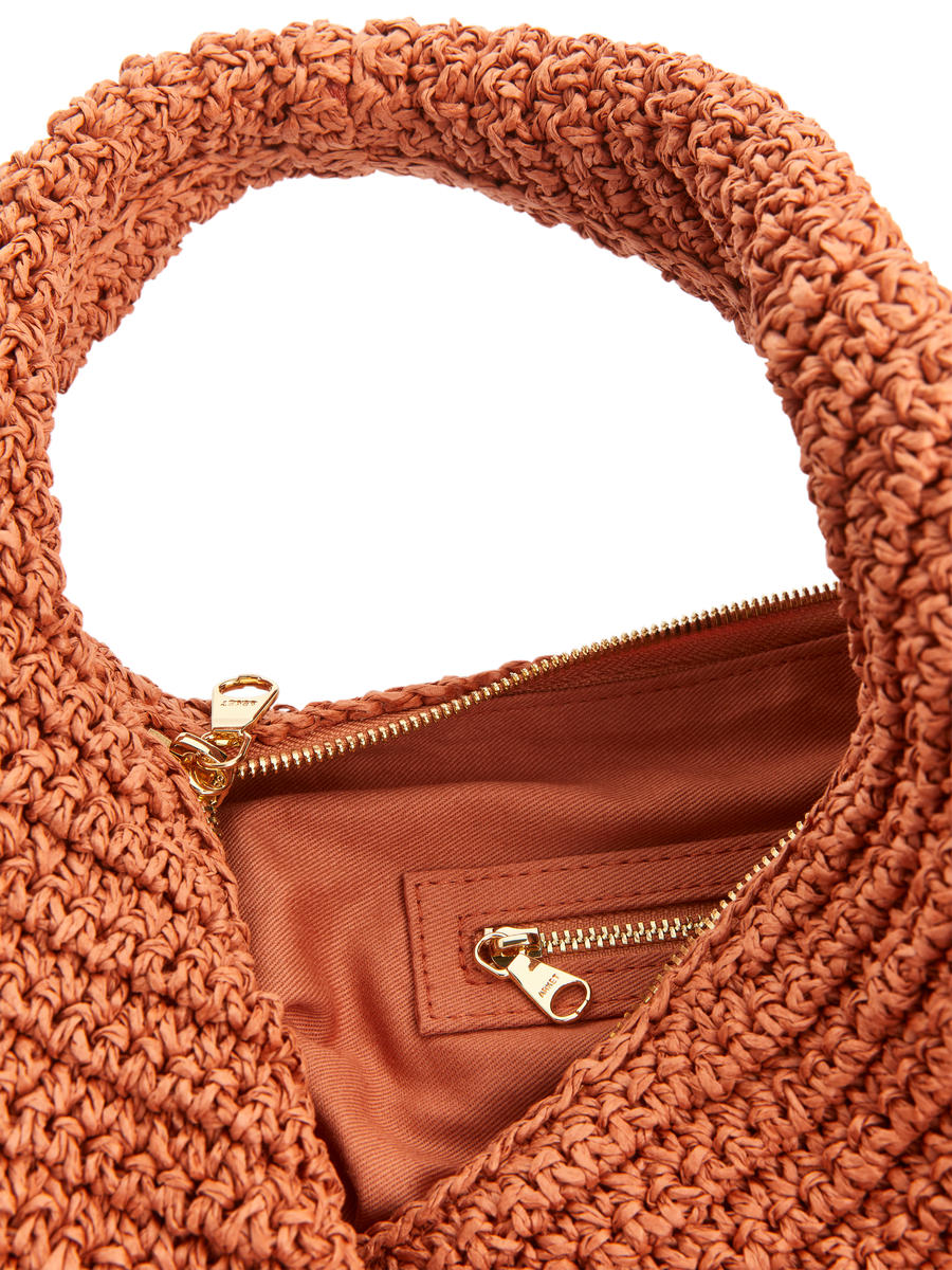 Rounded Straw Bag - Burnt Orange - Women - 1222316001