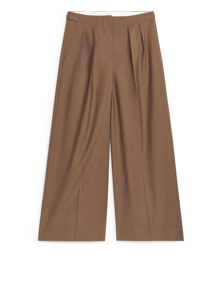 Relaxed Wool-Blend Trousers - Brown - Loose fit - Women - 1221886002