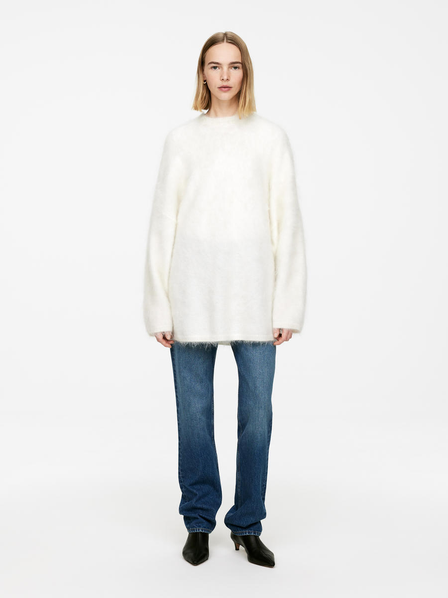 Mohair-Wool Blend Jumper-#F4F3E9-13864