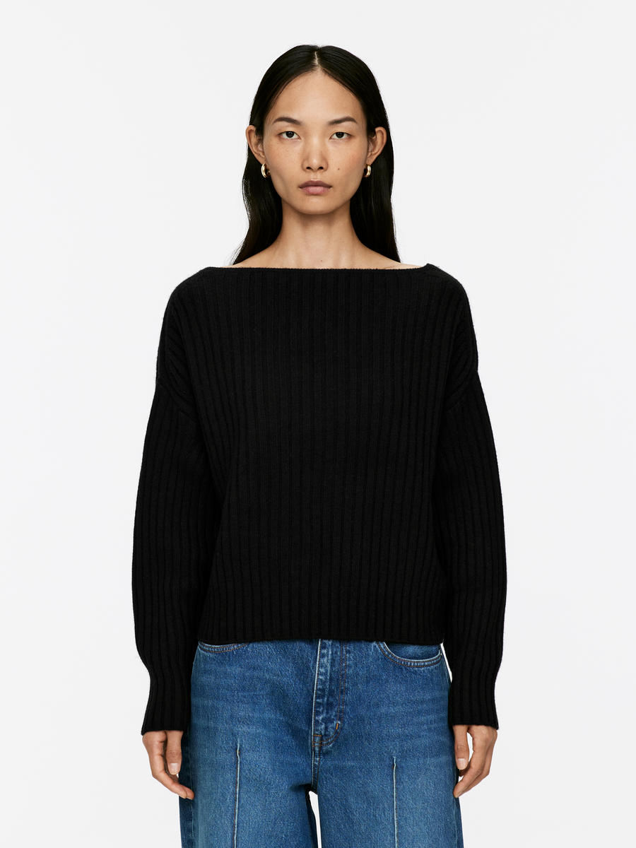 Rib Wool Jumper-#272628-7398