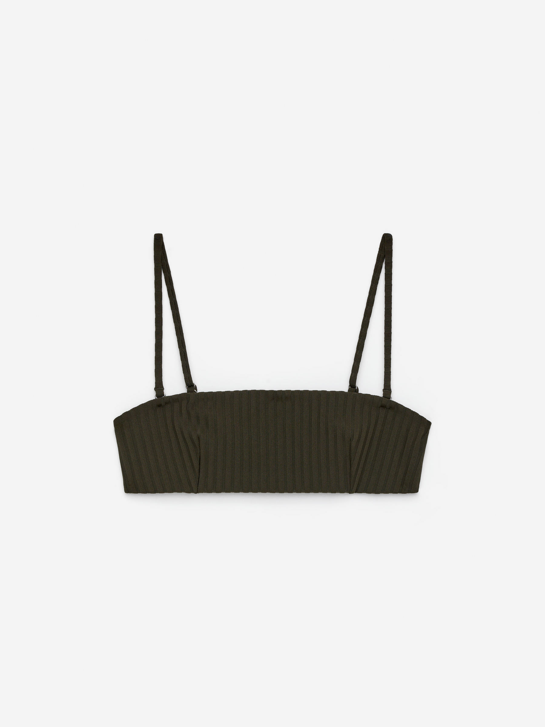 Ribbed Bikini Top-#3E3D36-15366