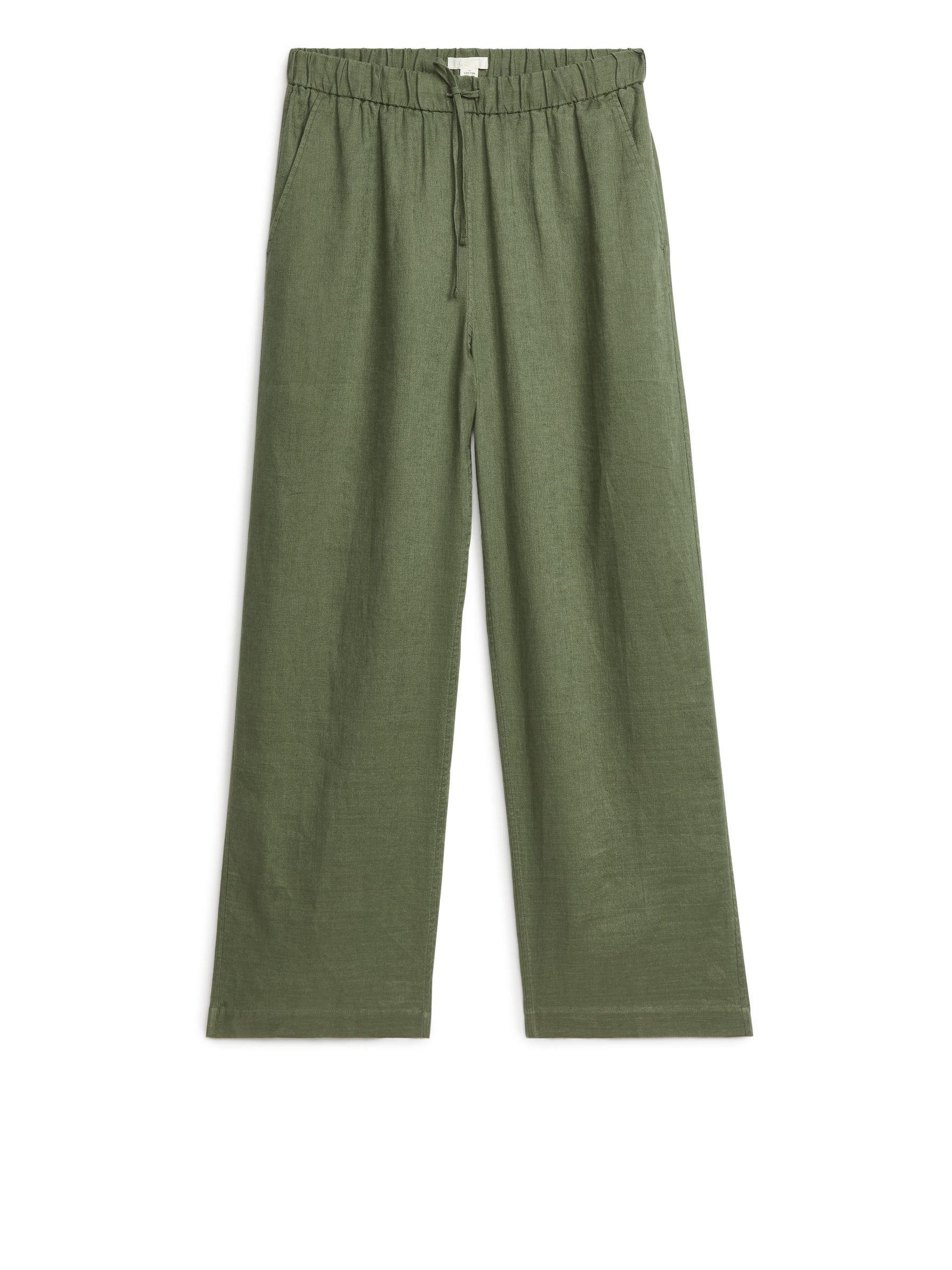 Pantaloni in lino con coulisse - Verde - Loose fit - Women - StillMedia/DescriptiveStillLife - 1