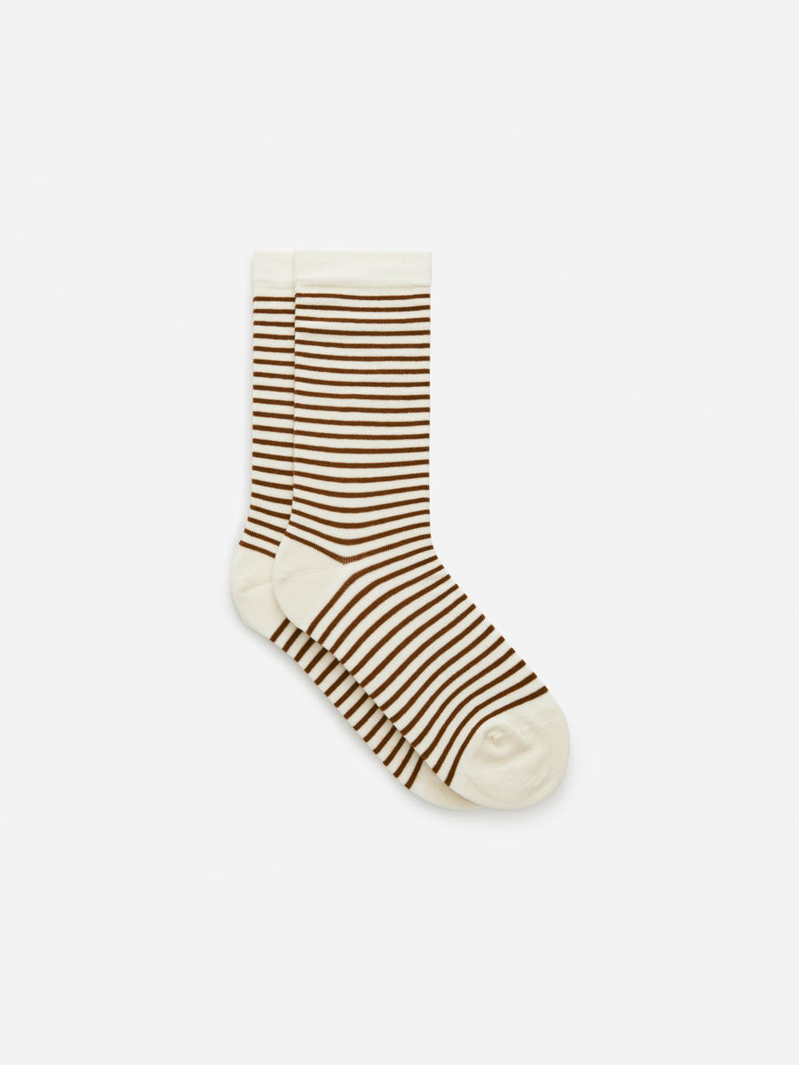 Gestreifte Baumwollsocken-#7E583B-13646