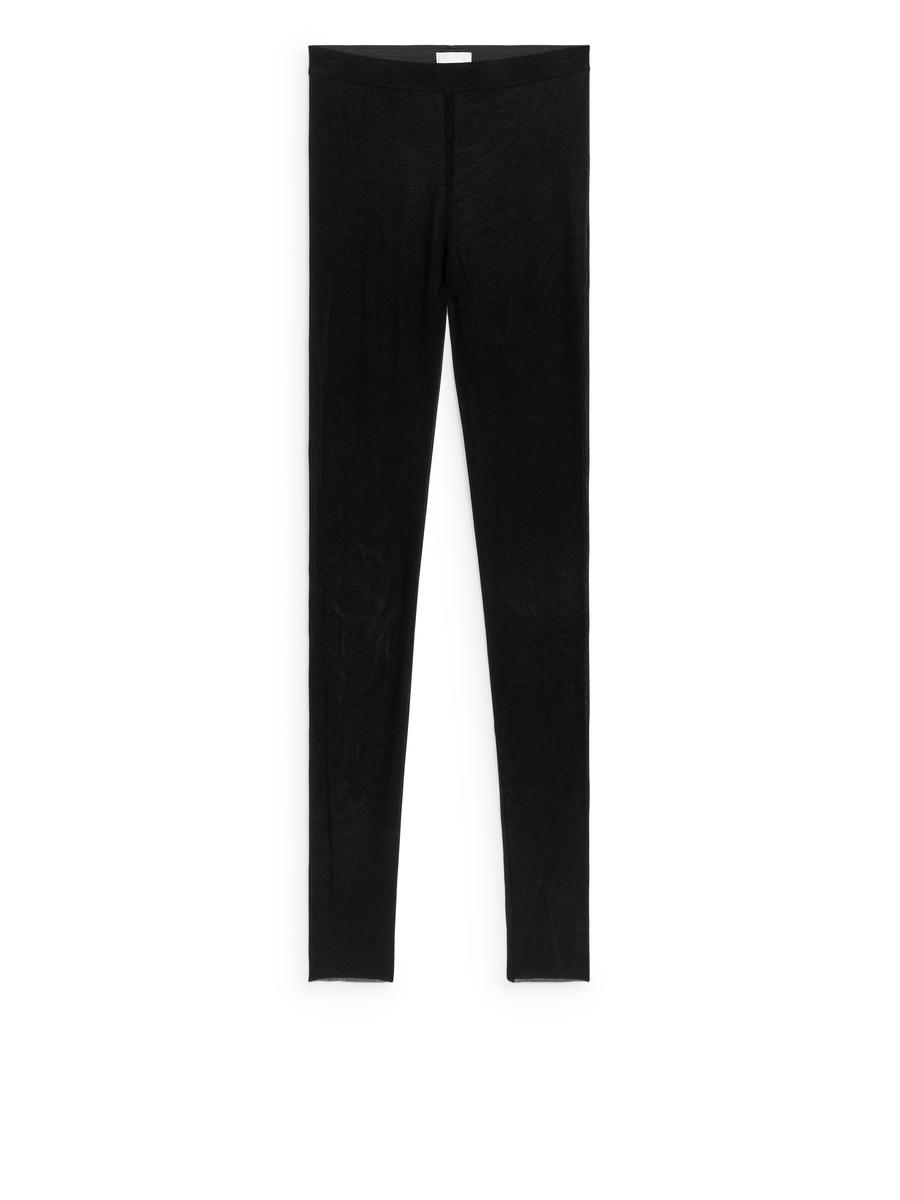 Silk Rib Leggings-Black-12533