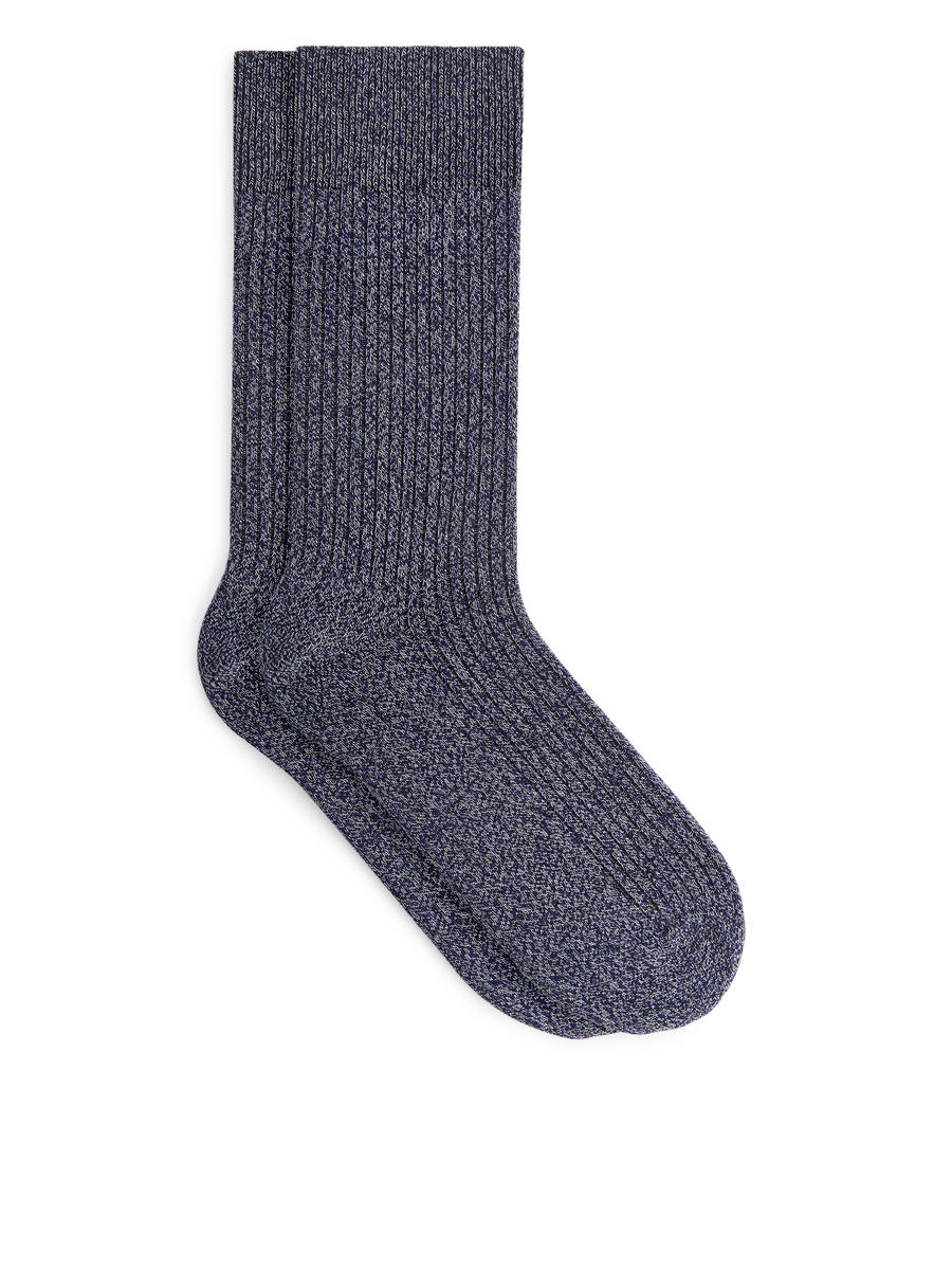 Gerippte Socken aus Supima-Baumwolle-#4C5164-9598