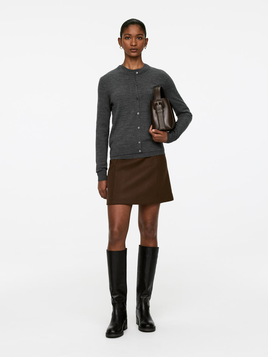 Wool Mini Skirt-#534737-13859