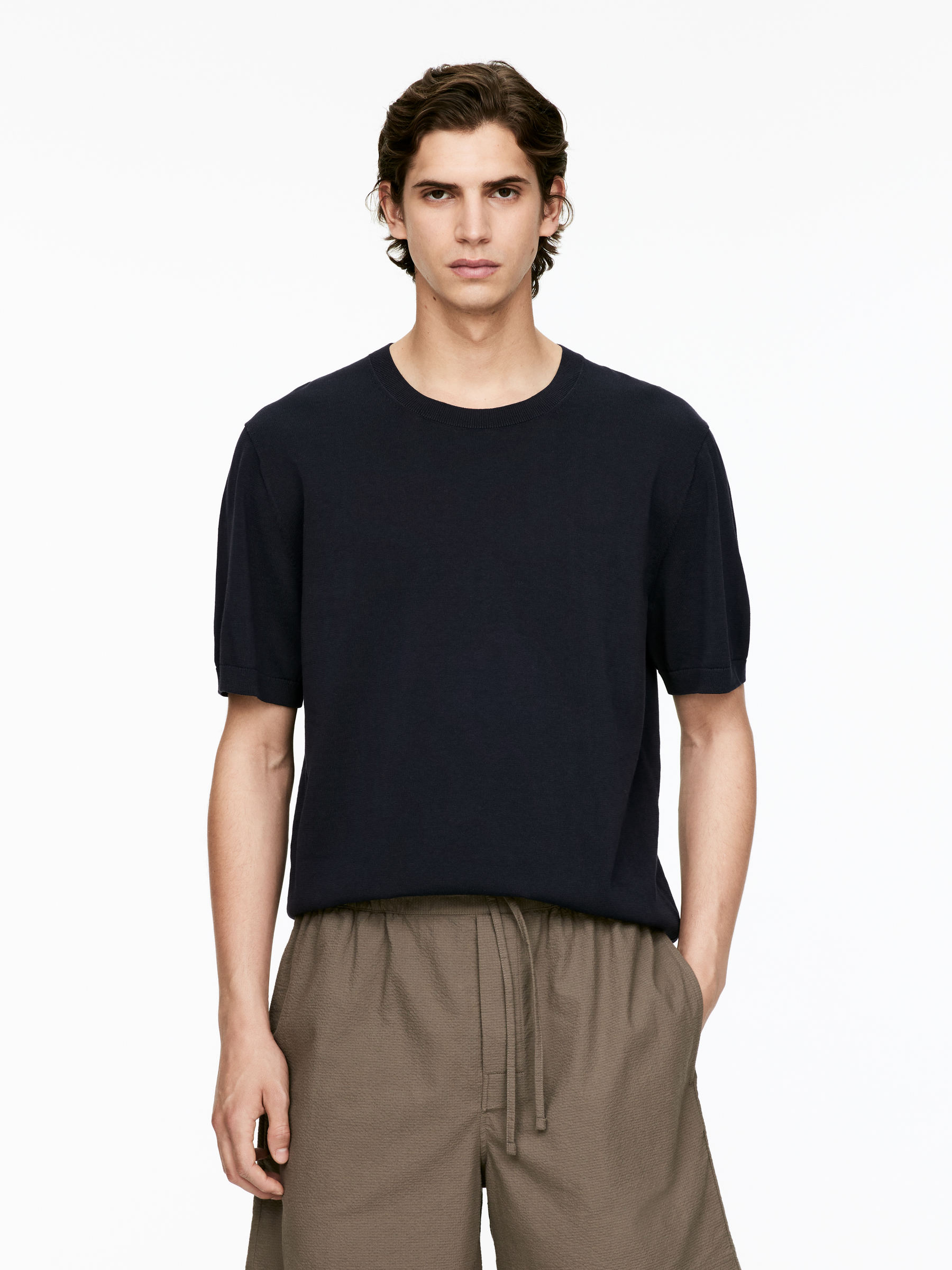 Fine-Knit Cotton T-Shirt-#272930-14905