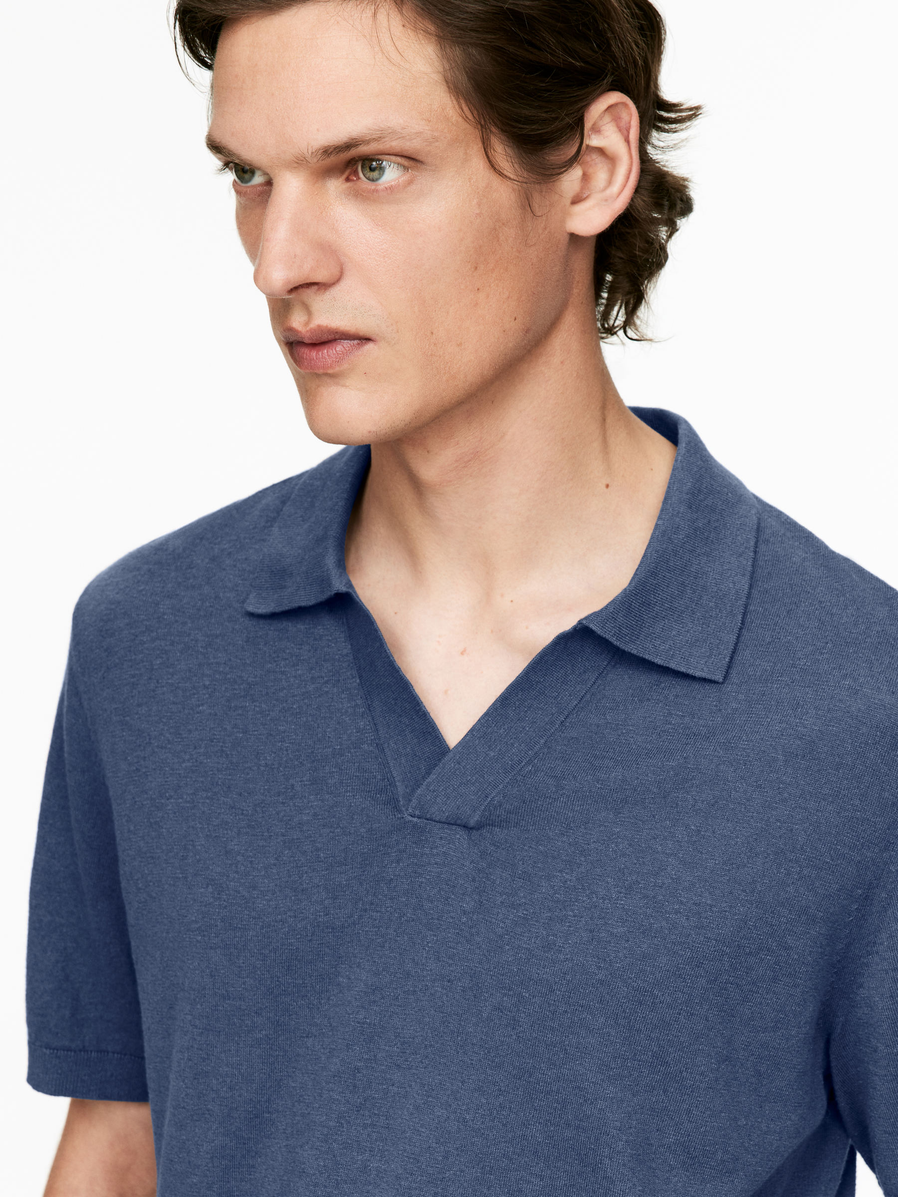 Cotton Linen Polo Shirt - Dark Blue - Regular fit - Men - StillMedia/Lookbook - 4