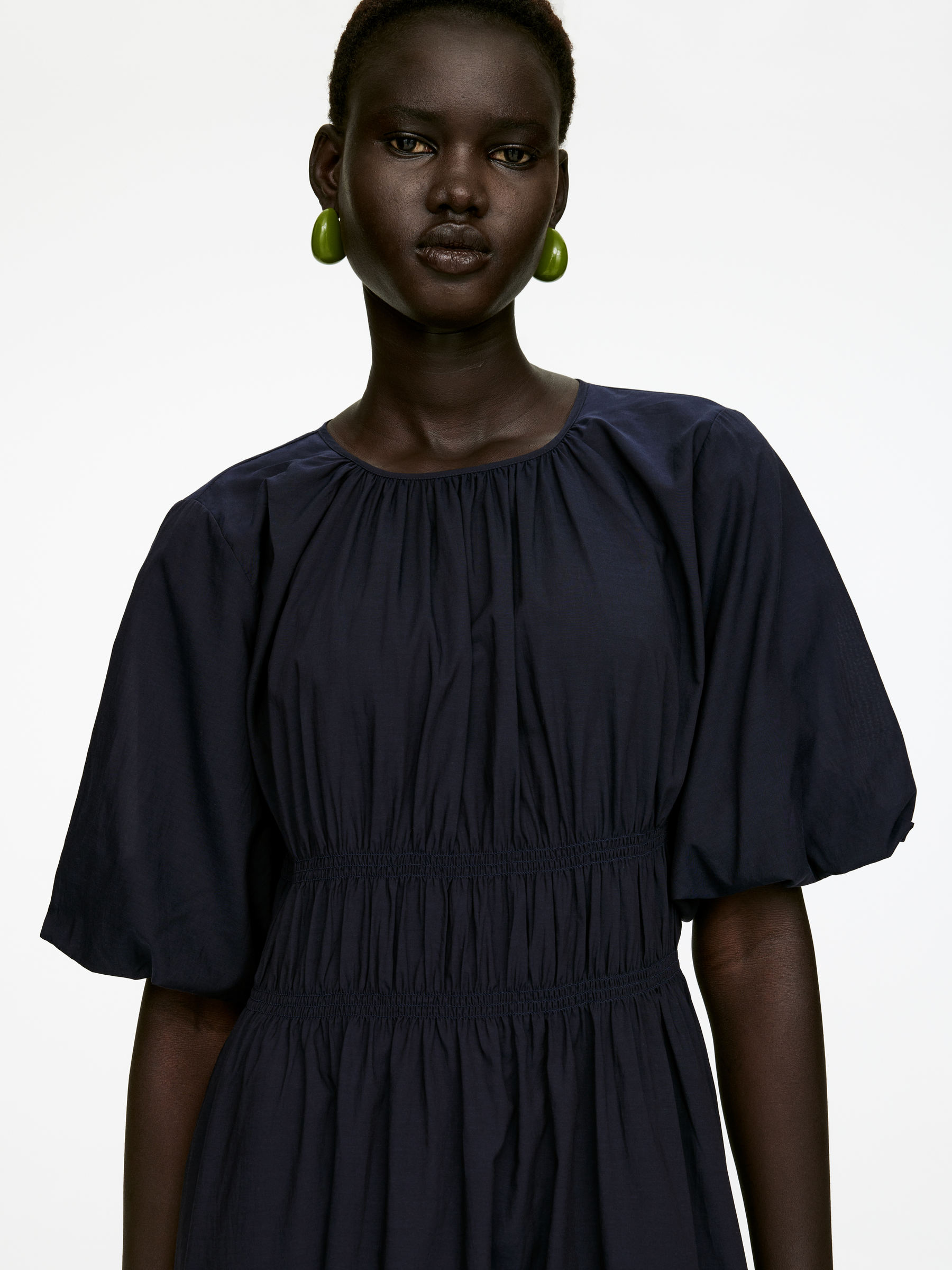 Volume-Sleeve Dress - Dark Blue - Regular fit - Women - StillMedia/Lookbook - 3