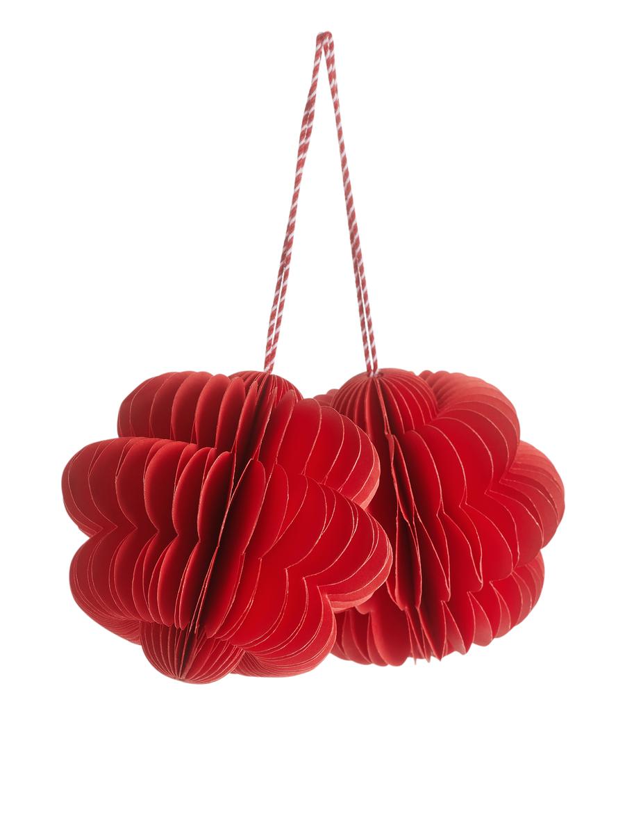 Honeycomb Ornaments Set of 2 - Red - Homeware - 1103573002