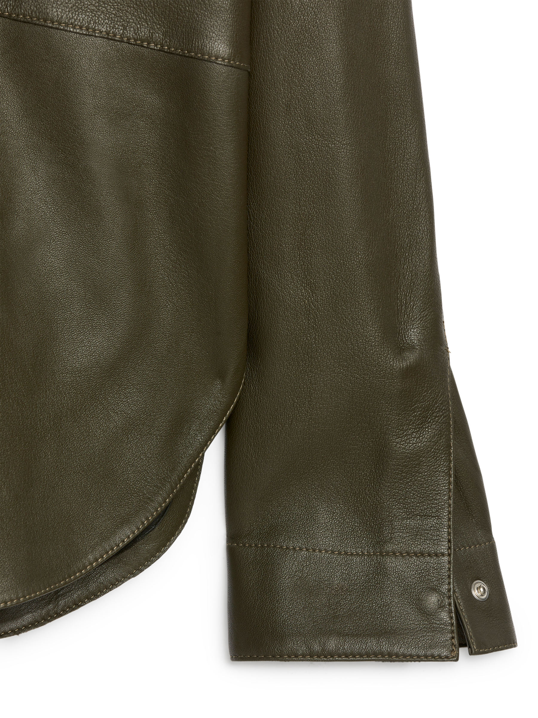 Leather Shirt - Khaki Green - Regular fit - Women - StillMedia/DescriptiveDetail - 1